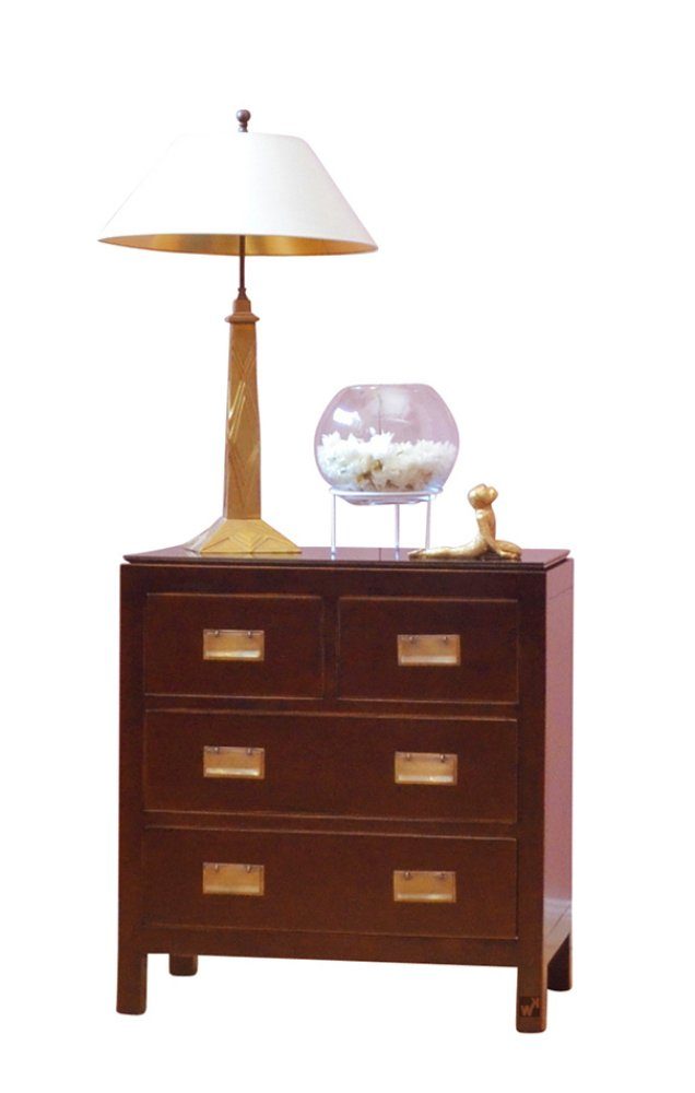 Kai Wiechmann Kommode Kommode Asia klein braun, Sideboard, Anrichte (vier Schubladen), Vintage Massivholz 70x74x40 cm braun