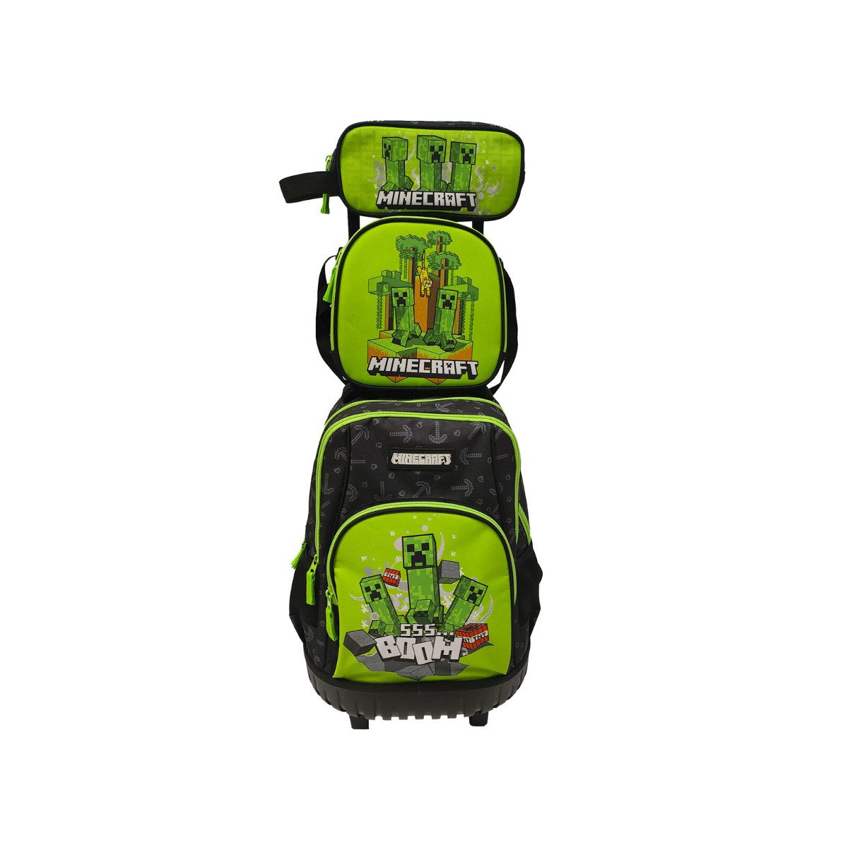 Minecraft Kinderrucksack Trolley Set 3 Teile Schule Tasche Etui Lunchbag (3-tlg)