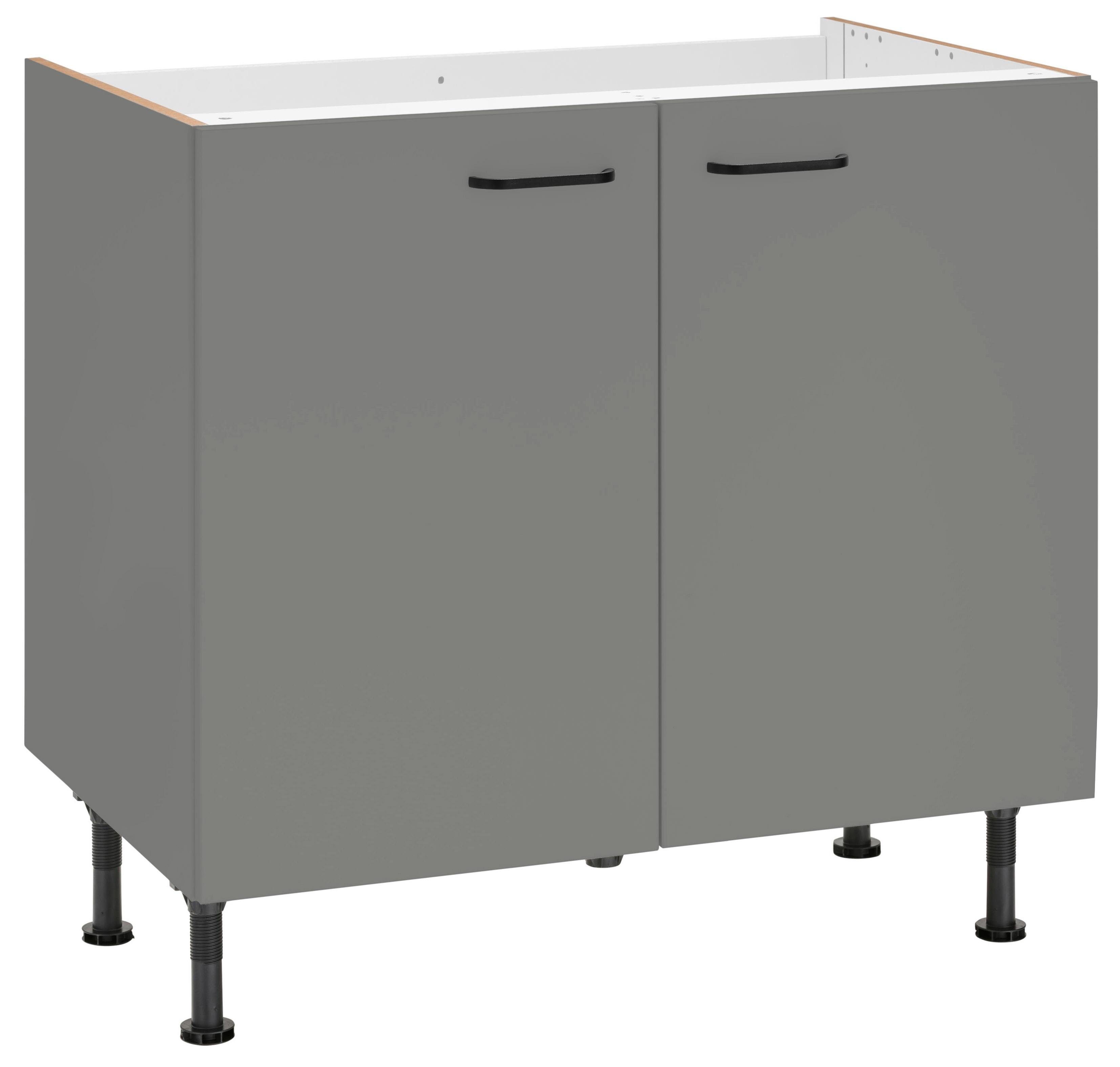 OPTIFIT Spülenschrank Elga mit Soft-Close-Funktion, höhenverstellbaren Füßen, Breite 90 cm basaltgrau/basaltgrau | basaltgrau