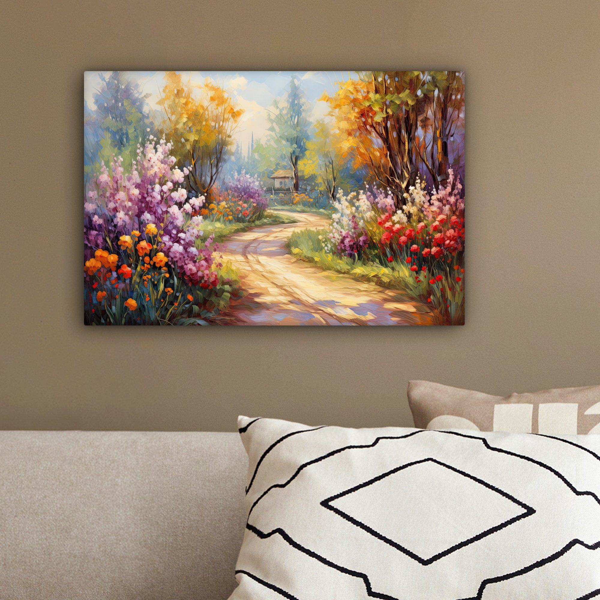 OneMillionCanvasses® Leinwandbild Blumen - Aufhängefertig, - Bäume Kunst (1 Wandbild Wanddeko, 30x20 Aquarell, - Leinwandbilder, St), cm