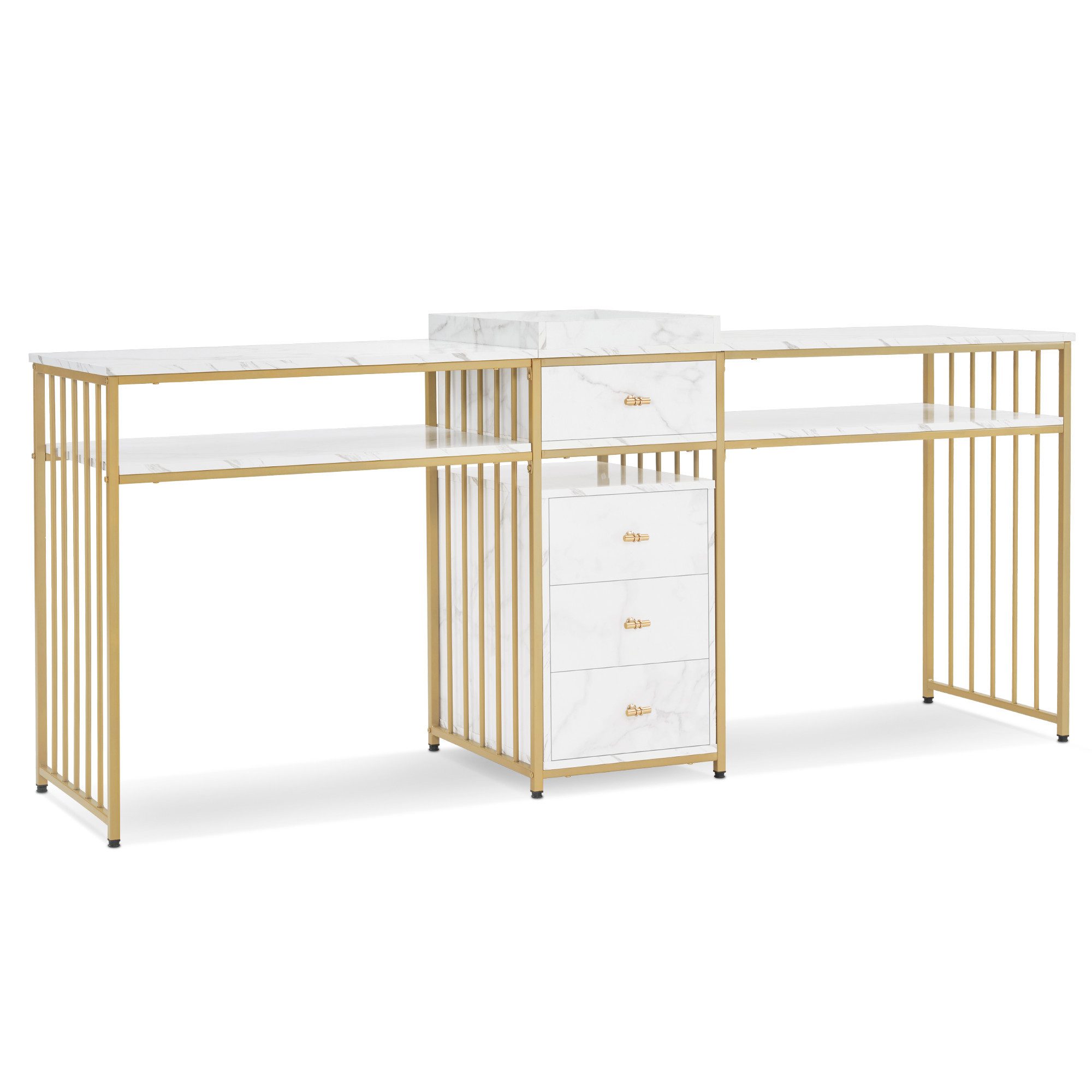 MCombo Schminktisch M MCombo Schminktisch mit Schubladen 2413-N, mit Regal, ohne Spiegel, aus Holz, Metallgestell, Doppelnageltisch