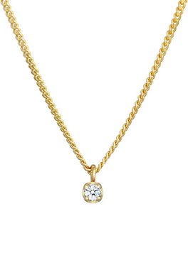 Elli DIAMONDS Collierkettchen Solitär Diamant (0.03 ct) Elegant 375 Gelbgold