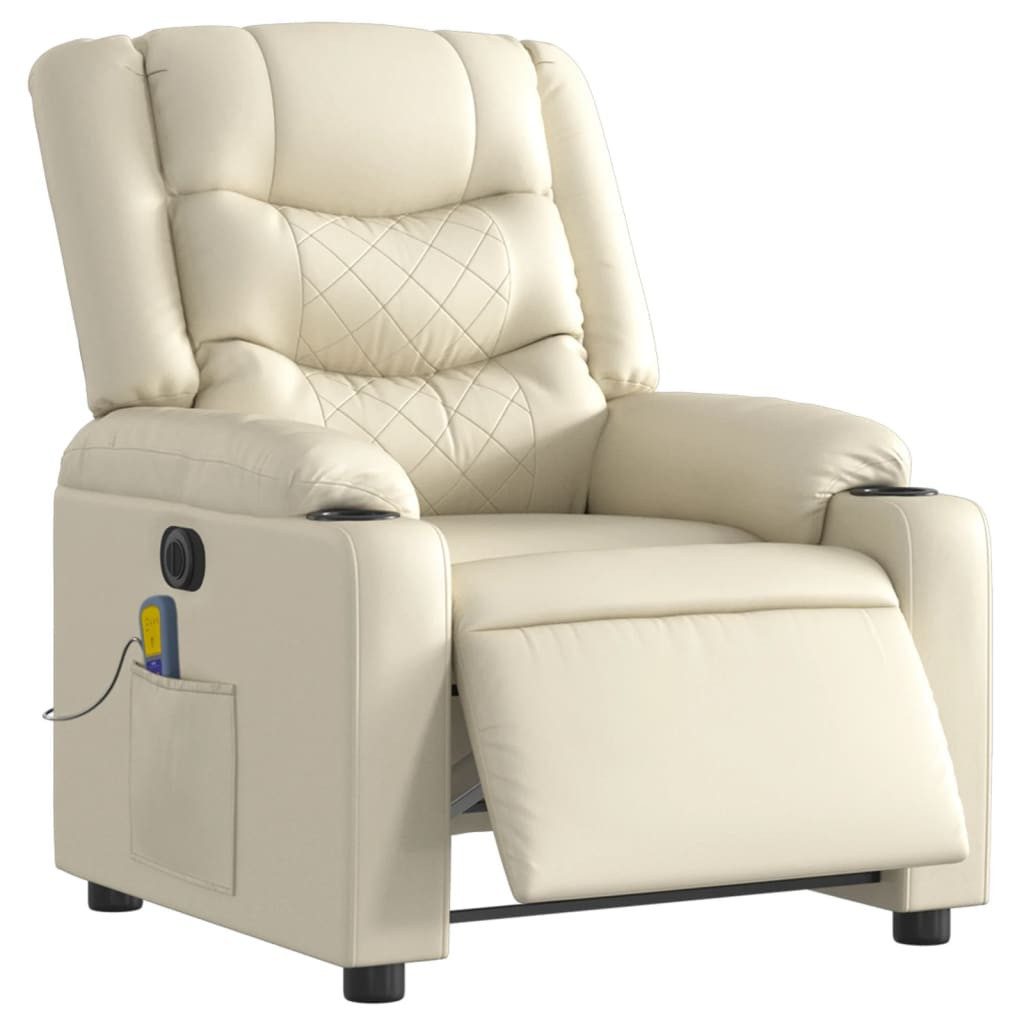 vidaXL Sessel Massagesessel Elektrisch Creme Kunstleder günstig online kaufen