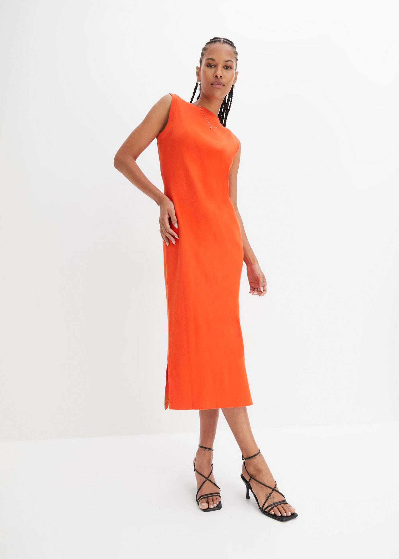 bonprix Jerseykleid aus Rippjersey, mit rundem geripptem Halsausschnitt, oh günstig online kaufen