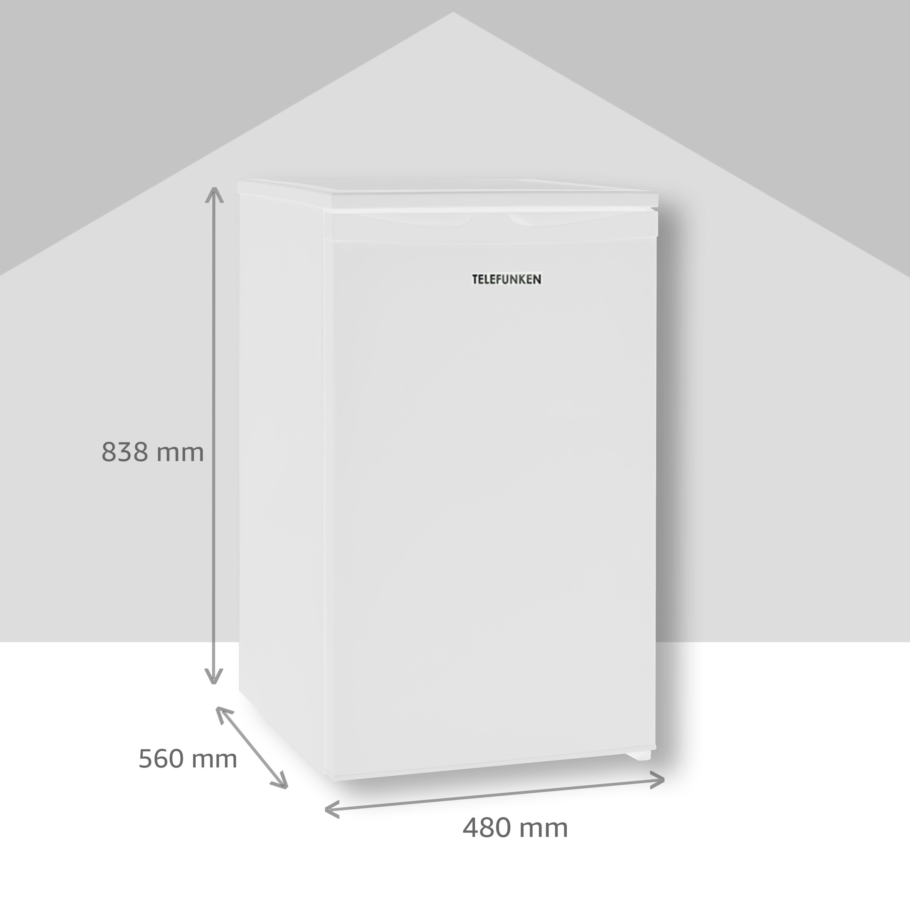 Gesamt-Nutzinhalt Tischkühlschrank cm 48 Telefunken L Gefrierfach, 83.8 cm CF-32-151-W, hoch, mit 81 breit, Kühlschrank