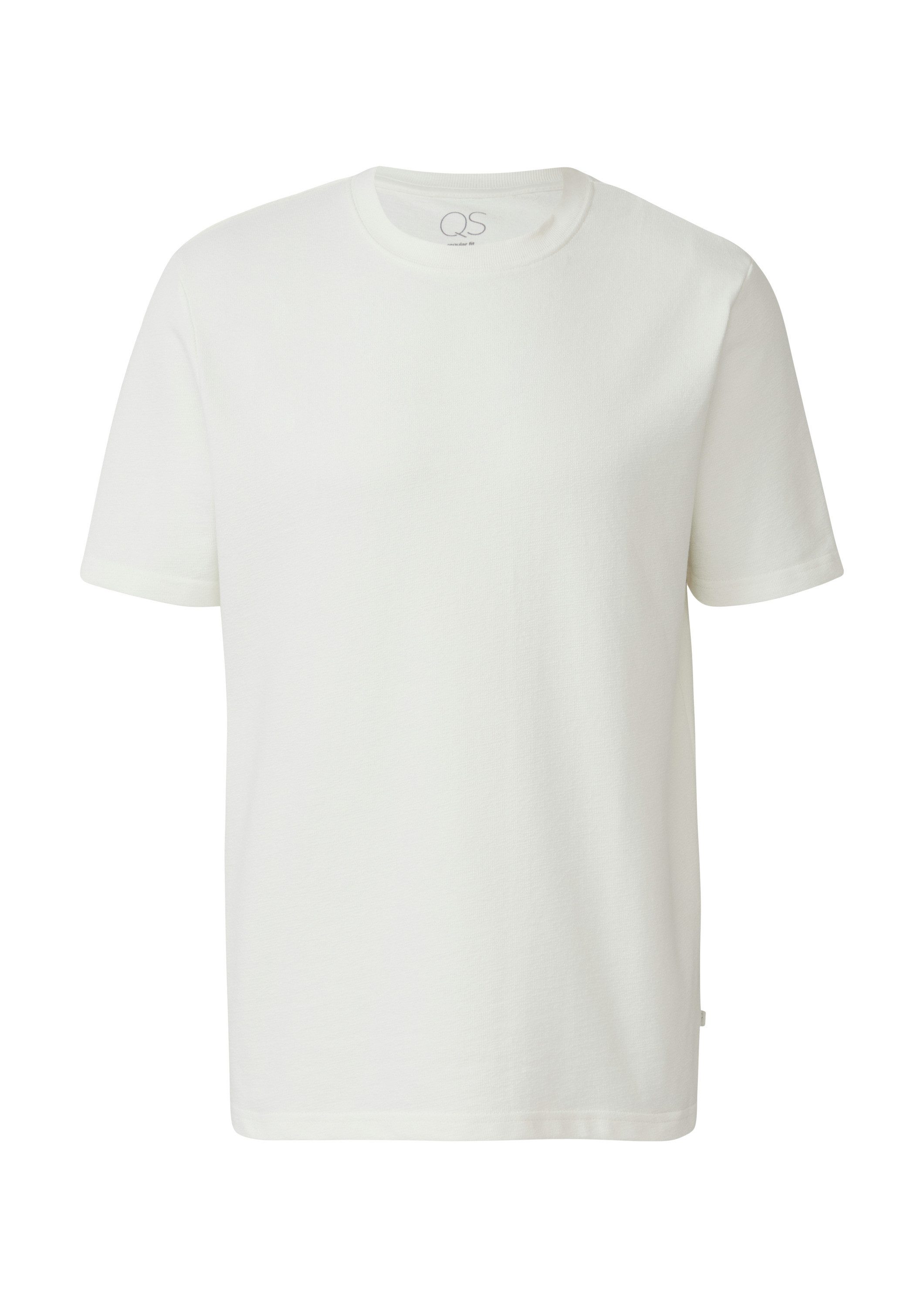 QS Kurzarmshirt T-Shirt Gewaschenes T-Shirt mit Flammgarnstruktur