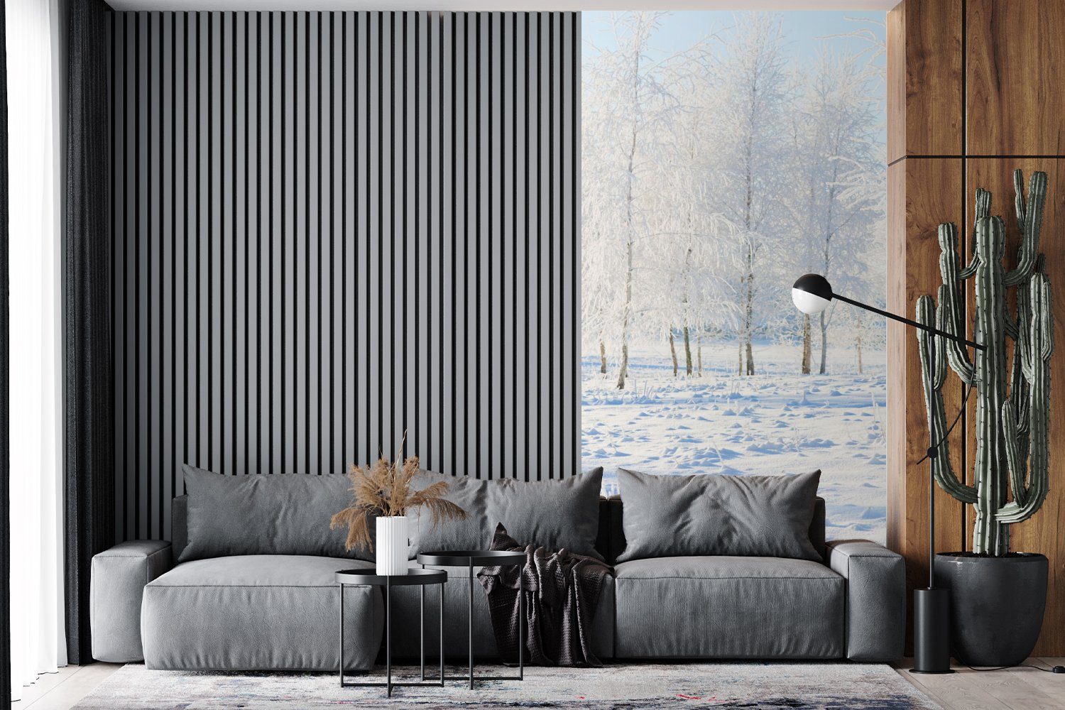 Winter, Wohnzimmer - Vliestapete St), Bäume bedruckt, MuchoWow Fototapete für Schlafzimmer Küche, (2 - Fototapete Schnee Matt,