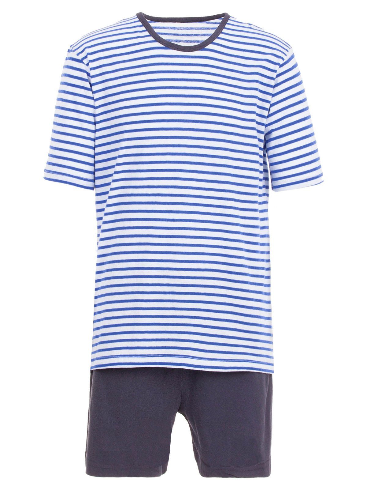 Henry Terre Schlafanzug Pyjama Set Shorty - Gestreift blau