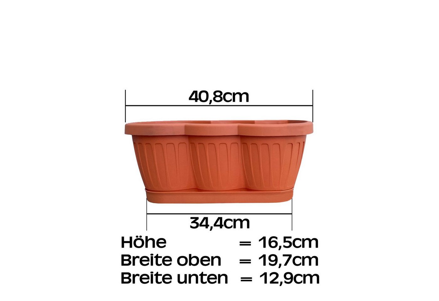 Thumbnail - BURI Blumenkasten Blumenkasten 40,60 oder 80cm Balkonkasten Pflanzkasten mit Untersetzer (6 St)