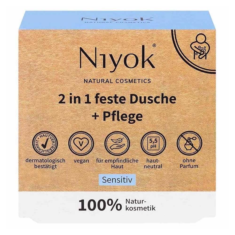 Niyok Feste Duschseife 2in1 feste Dusche+Pflege - Sensitiv 80g | Duschgele