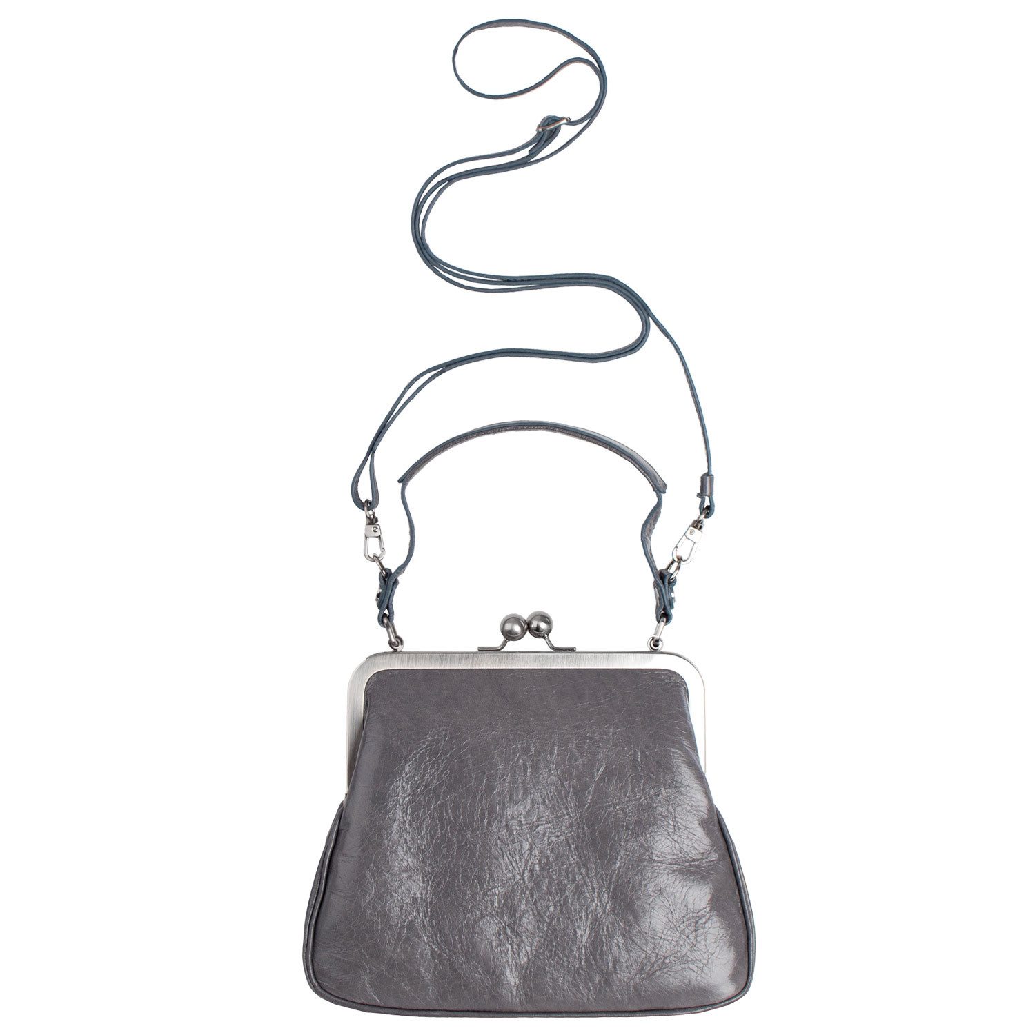 VOLKER LANG Schultertasche AUDREY  Elegante Damen Bügeltasche aus italienischem Leder
