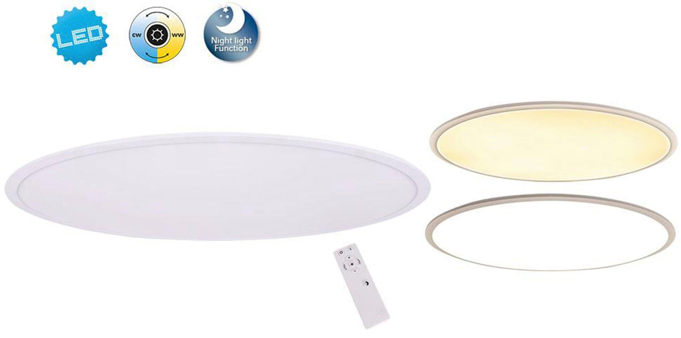 näve LED Deckenleuchte Sorrent, Dimmfunktion, Nachtlichtfunktion, LED fest integriert, warmweiß - kaltweiß, oval, dimmbar Nachtlichtfunktion Fernbedienung Lichtfarbe wechselbar