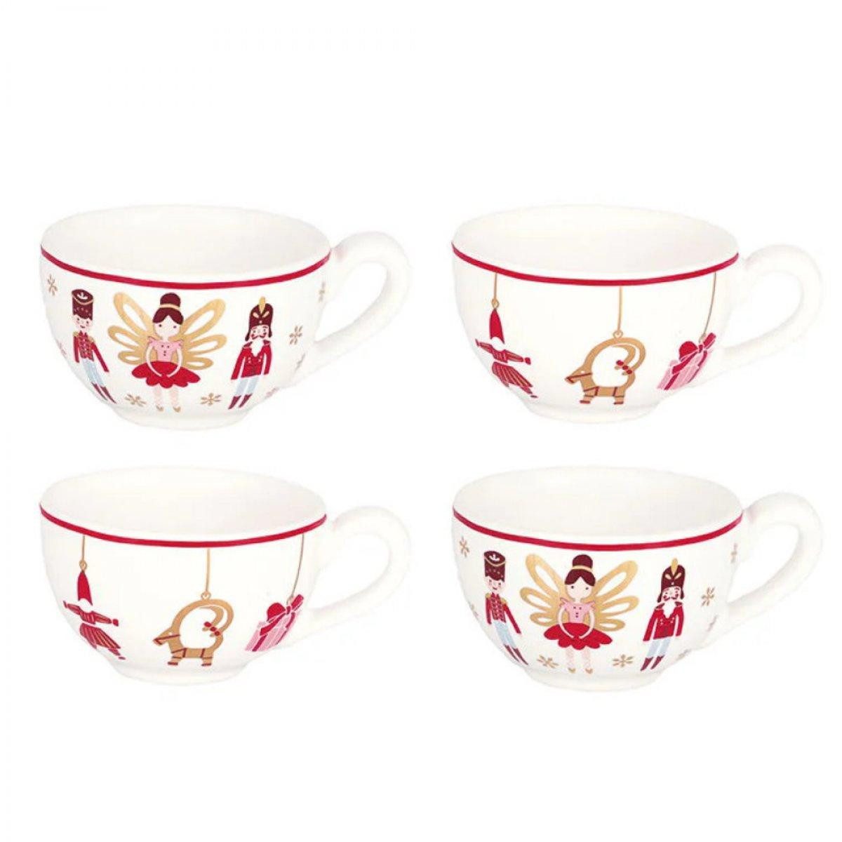 Greengate Geschirr Tassen mit Henkel Xmas Gold (4-teilig)