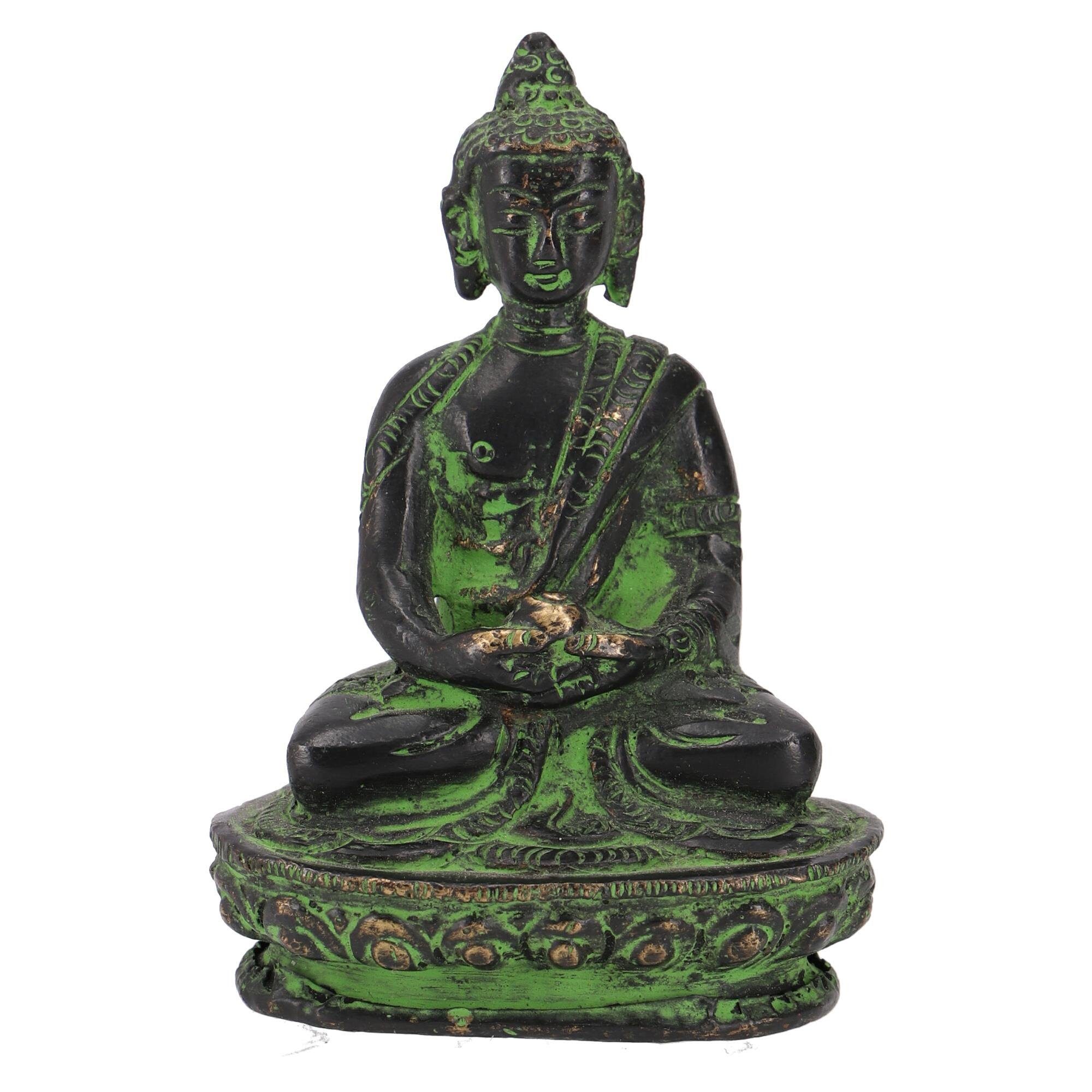 Buddhafigur Buddha Statue aus Messing Dhyana Mudra 8 cm -..