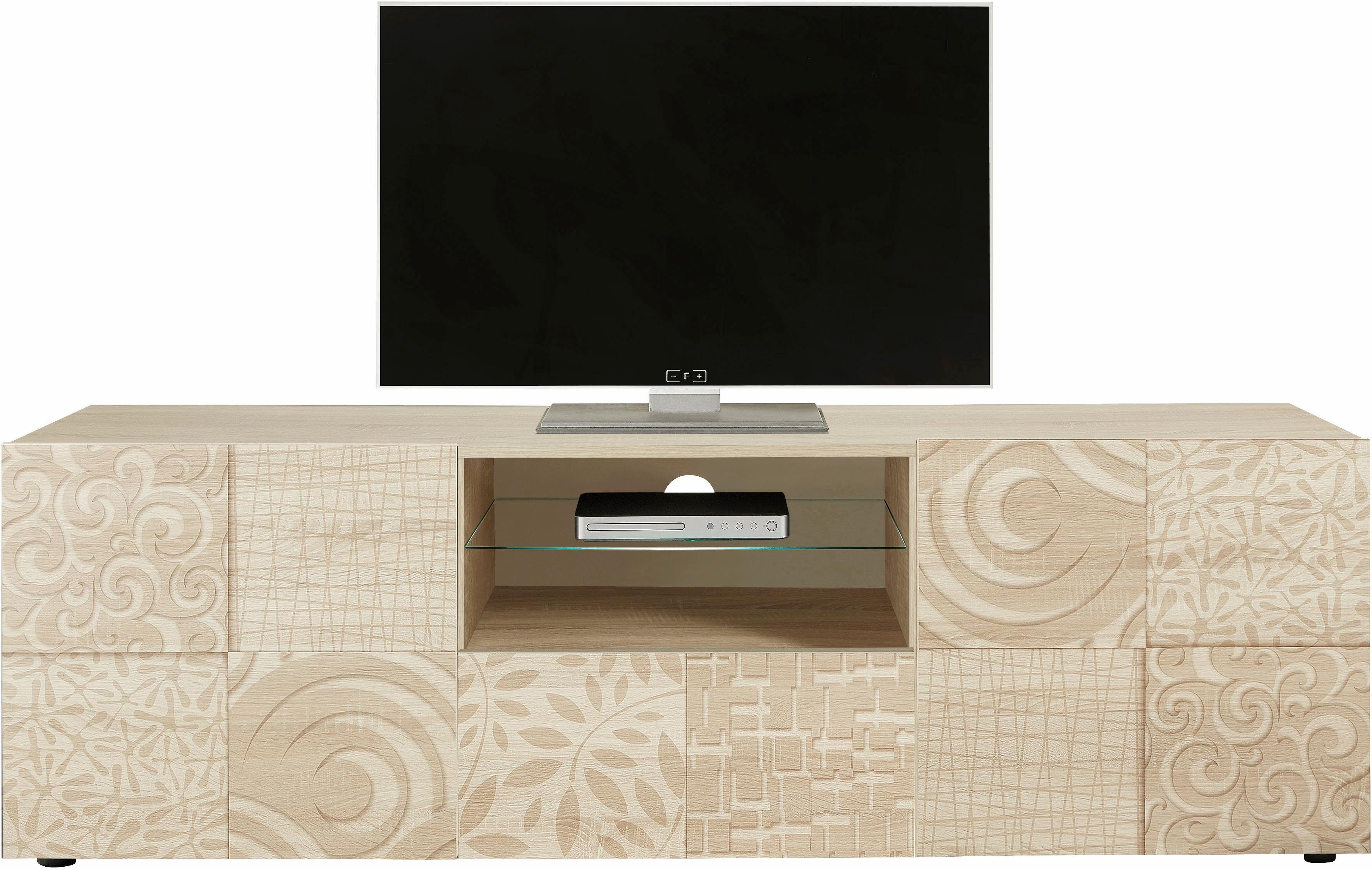 INOSIGN Lowboard Miro, Breite 181 cm mit dekorativem Siebdruck