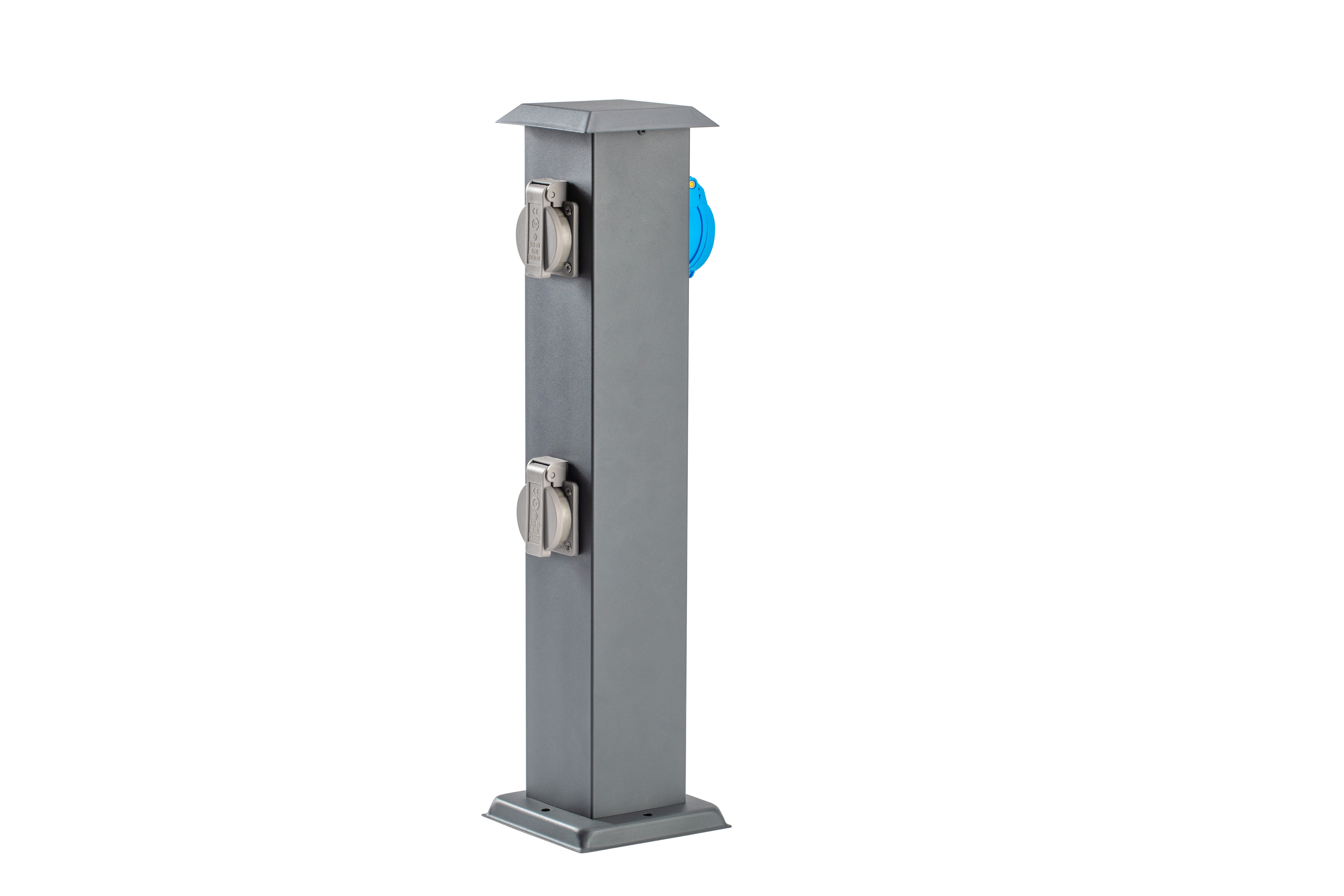 G&L Gartensteckdose mit CEE Steckdose Steckdosenverteiler 3 fach, 2 x Typ F + 1 x CEE Steckdose