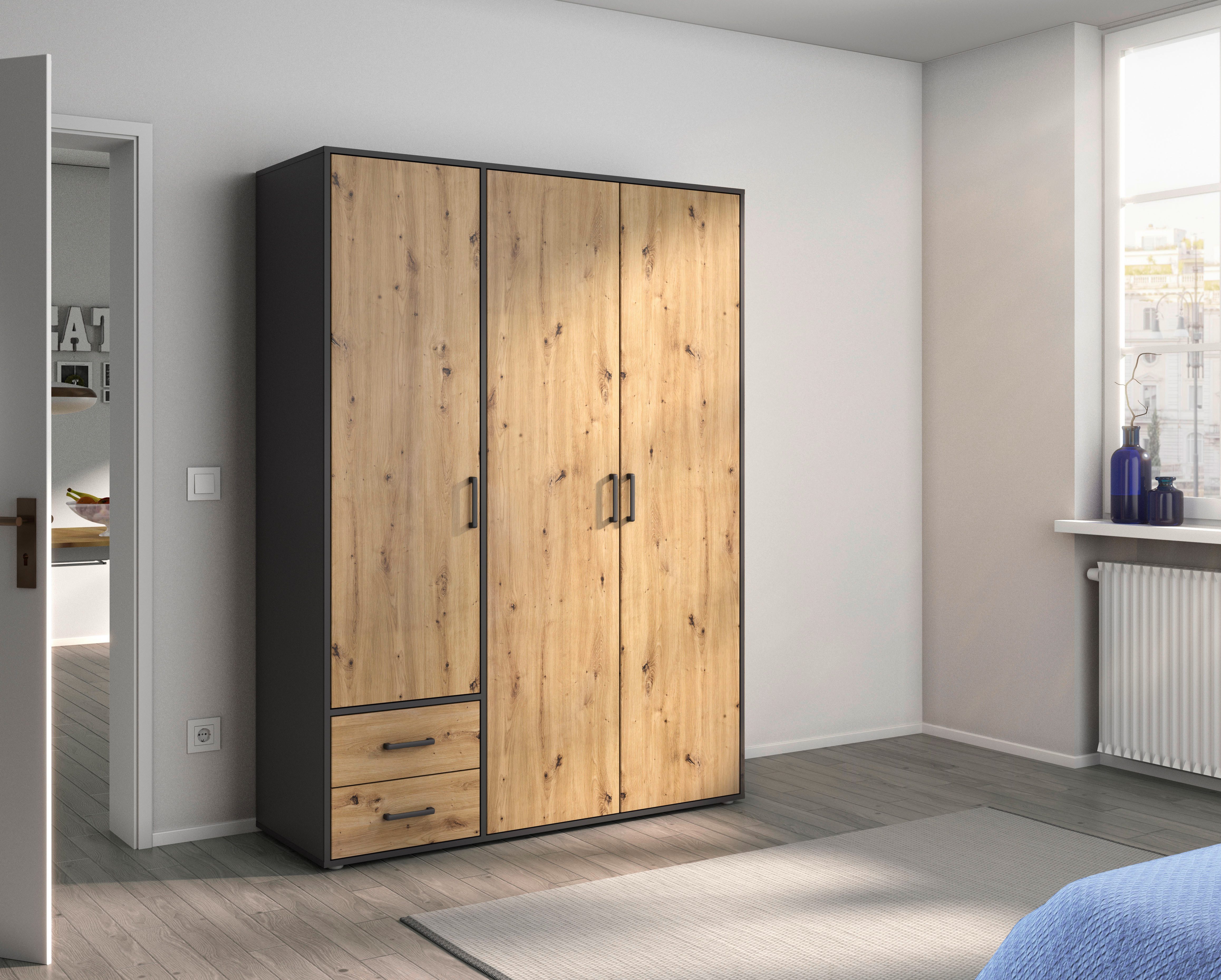 rauch Drehtürenschrank Kleiderschrank Schrank Garderobe Wäscheschrank VOYAGER (in 3 verschiedenen Ausstattungen BASIC/CLASSIC/PREMIUM) mit 2 modernen Griffvarianten, mit Außenschubladen MADE IN GERMANY