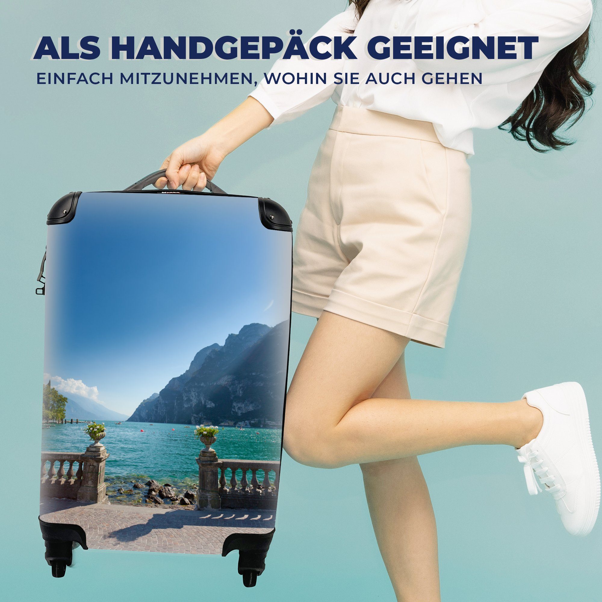 Handgepäck - Licht, MuchoWow Ferien, für Berg Handgepäckkoffer Reisekoffer Rollen, mit 4 Gardasee Trolley, Reisetasche - rollen,