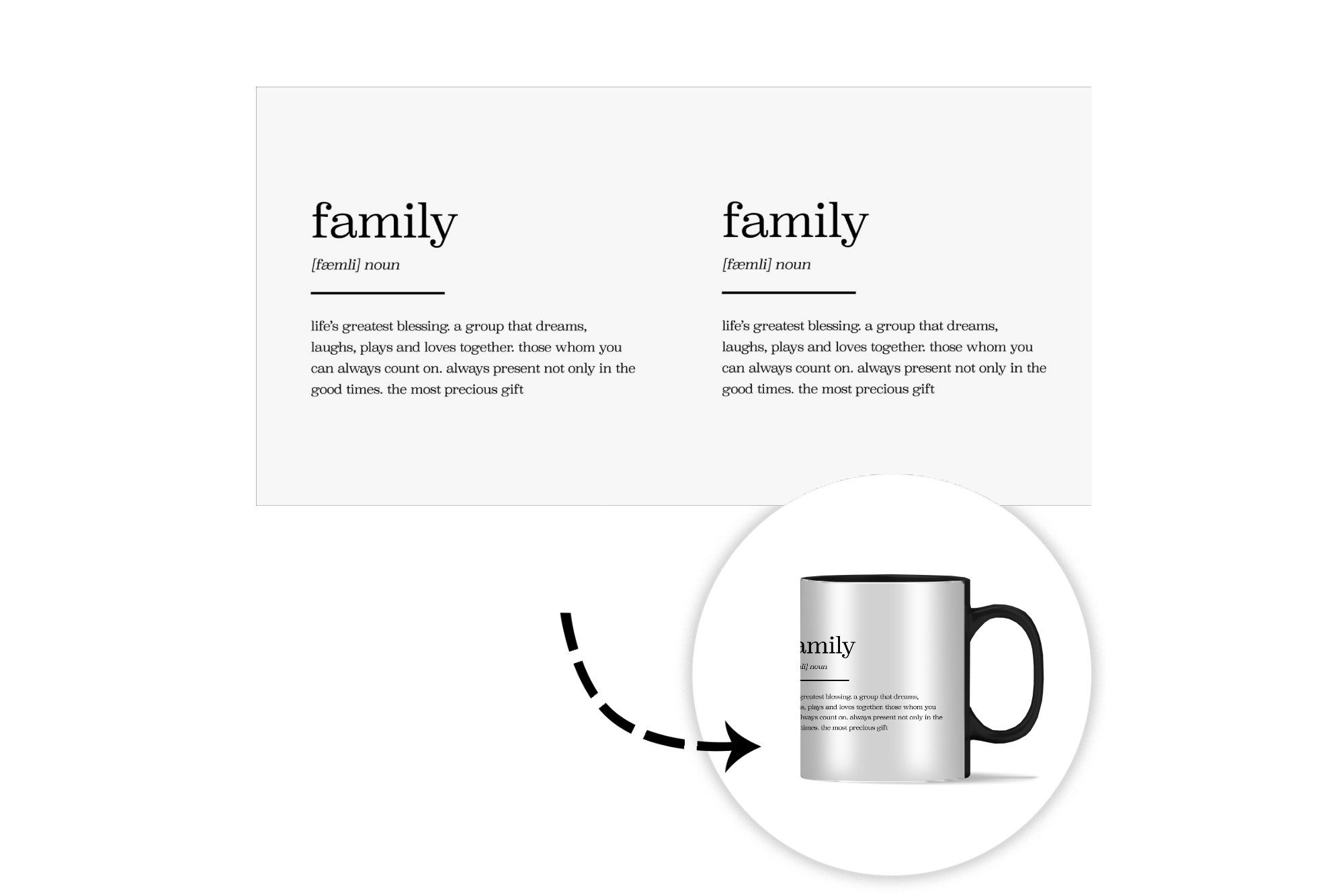 MuchoWow Tasse Zitate - Wörterbuch Keramik, Familie, - - Kaffeetassen, Farbwechsel, Sprichwörter Teetasse, Geschenk Zaubertasse