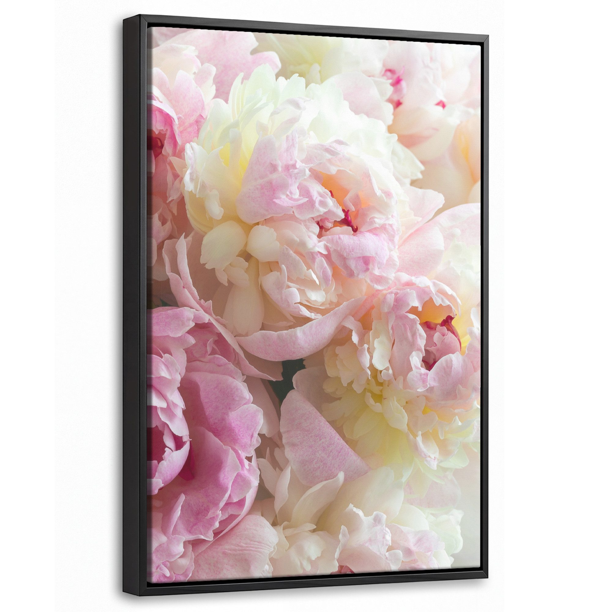 OneMillionCanvasses® Leinwandbild mit Rahmen - Vintage - Blumen - Rosen - Natur, Fotodruck (1 St), Deko für Wohnzimmer Schlafzimmer Küche 20x30cm