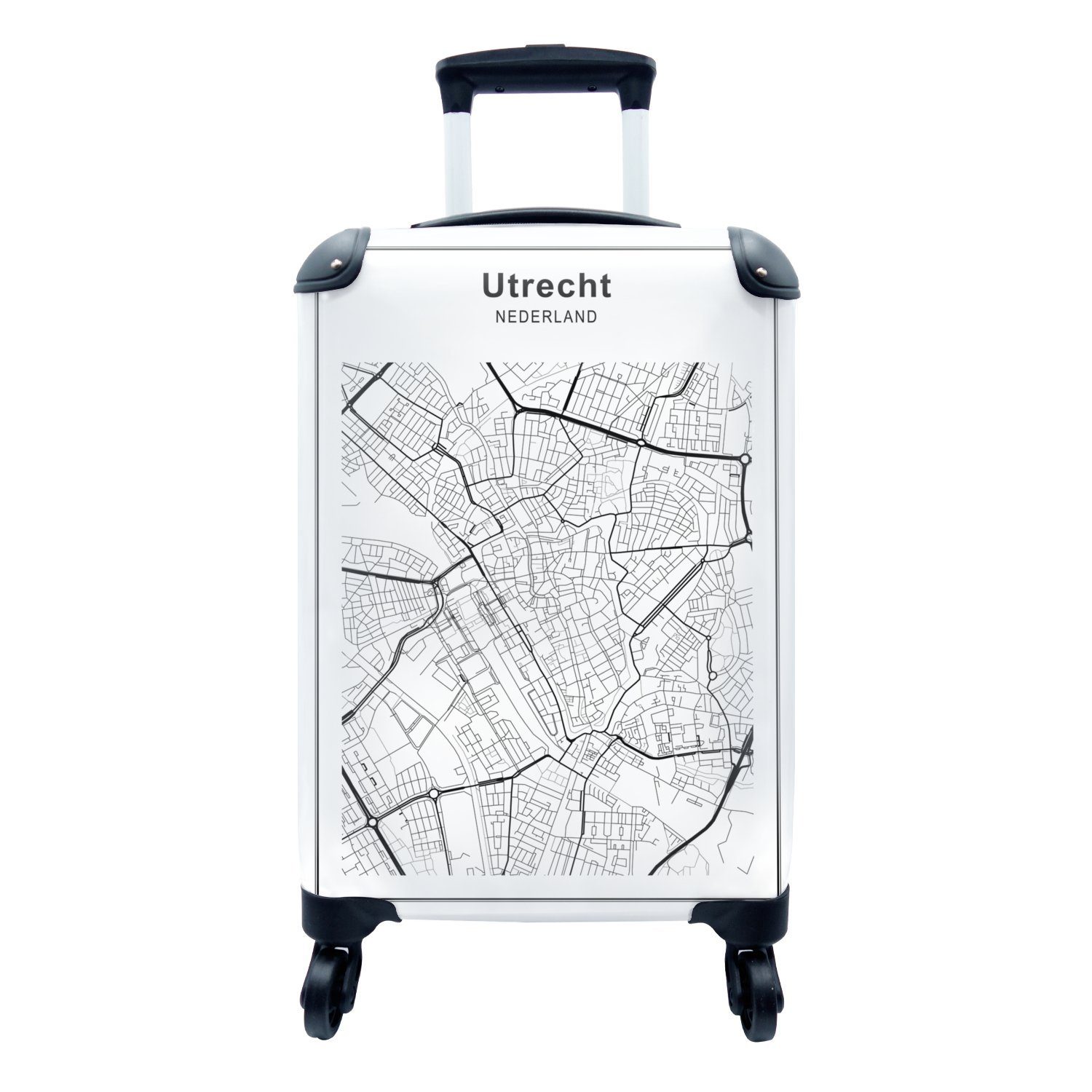 Ferien, Schwarz 4 Handgepäckkoffer Reisekoffer mit rollen, - Stadtplan Utrecht, - Handgepäck Reisetasche für MuchoWow Rollen, und Trolley, weiß