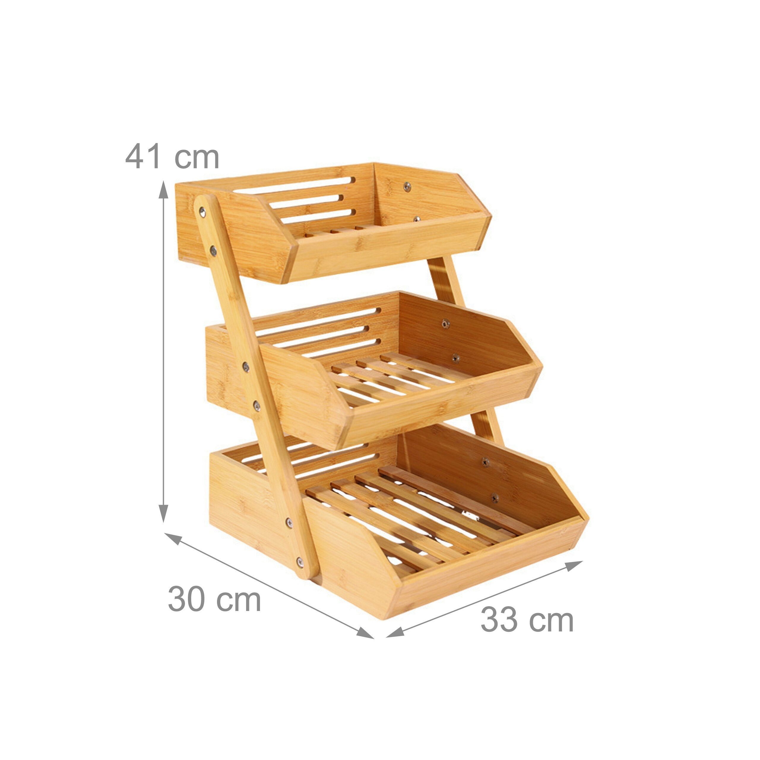 relaxdays Obstschale Obst Etagere Bambus 3 Etagen, Bambus, (1-tlg) – Bild 4 von 5