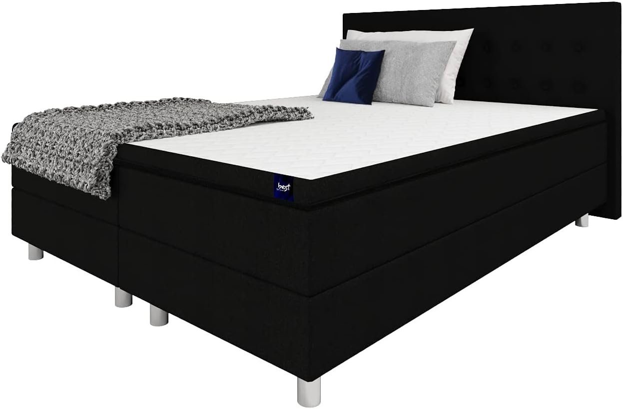 Best for Home Boxspringbett Neo Sawana Boxspringbett – Bonellfederkernmatratze & 7 cm Topper (90x200 120x200 140x200 160x200 180x200 200x200), Lieferung bis in die Wohnung, TOP Preis-Leistungs-Verhältnis