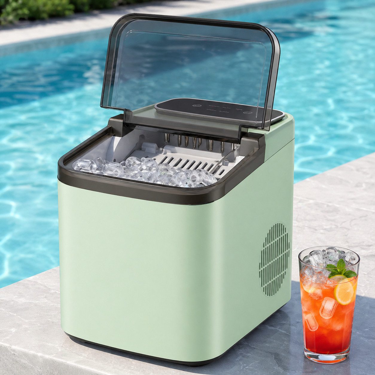 Nettlife Eiswürfelmaschine Eiswürfel 1.3L Wassertank leistungsstarkem Kompressor 12 kg Eis/24h, leise Betrieb maschine 9 Stück in 6 Min Bereit für Büro Camping Party
