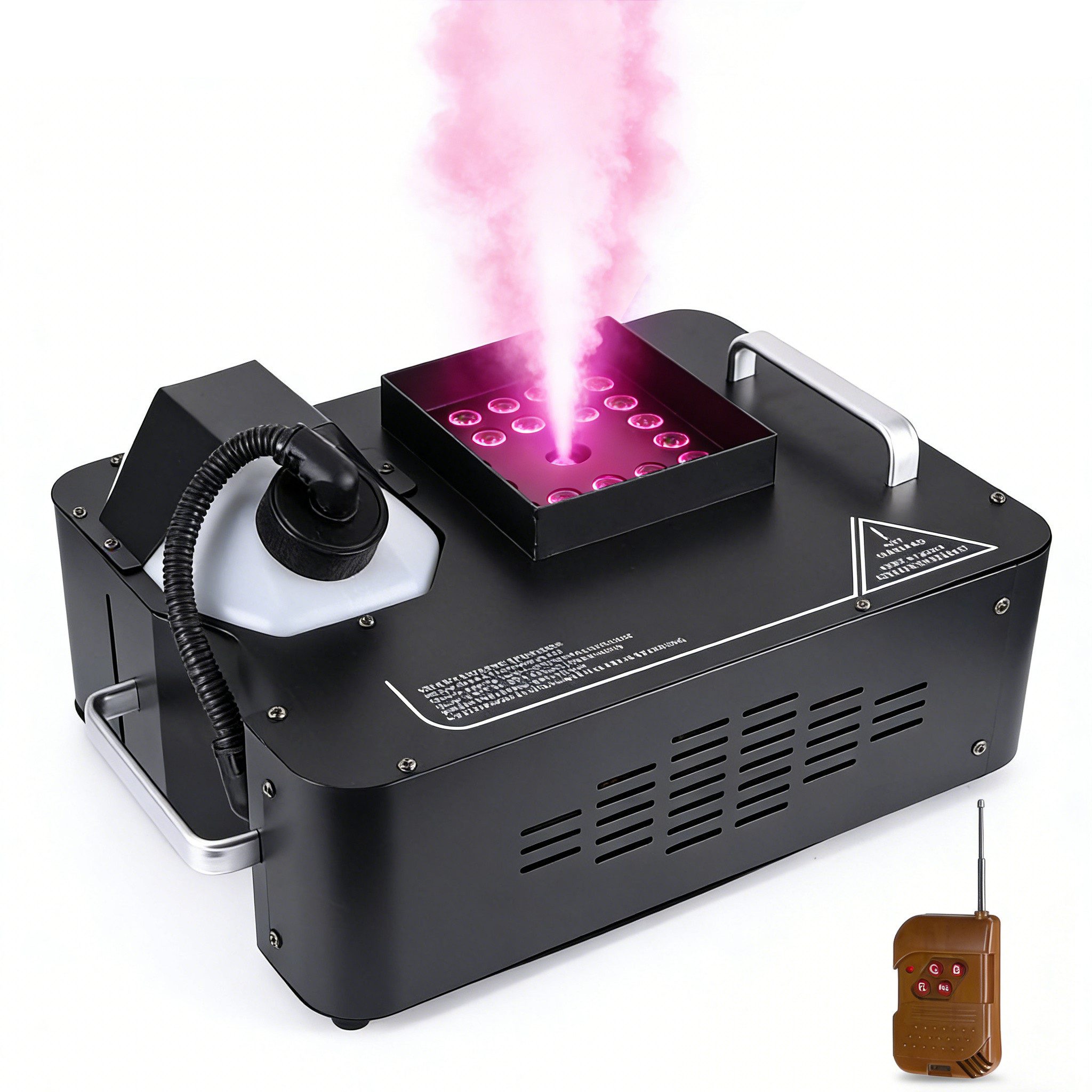 BlingBin LED Discolicht Nebelmaschine 1500-W Vertikale Rauchmaschine mit 24 LEDs, mit 13 Farben, LED fest integriert, RGB, Nebelmaschine mit Beleuchtung für Hochzeiten, Halloween, Weihnachten