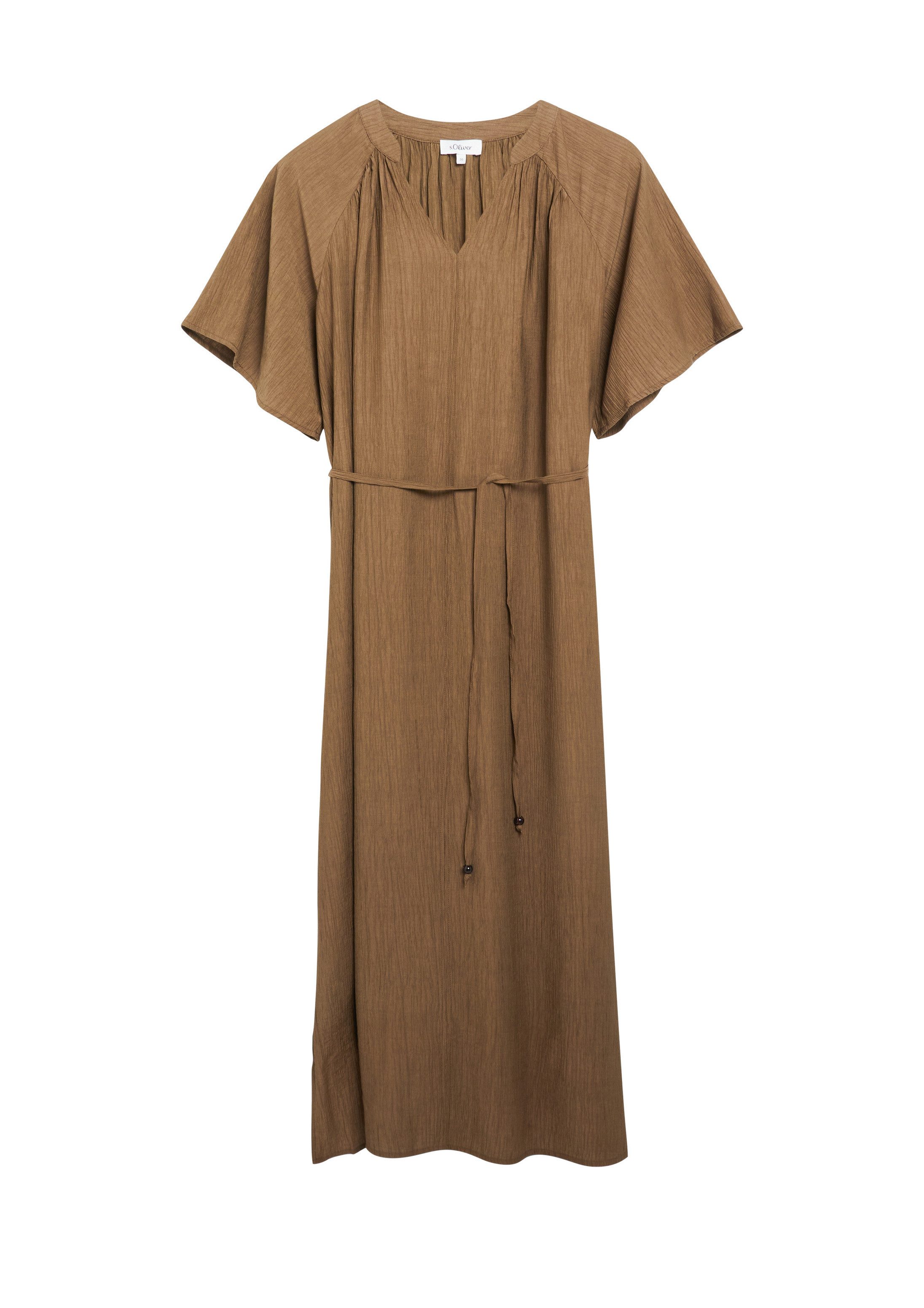 s.Oliver Midikleid Kleid Strukturiertes Viskosemix-Kleid im Relaxed Fit