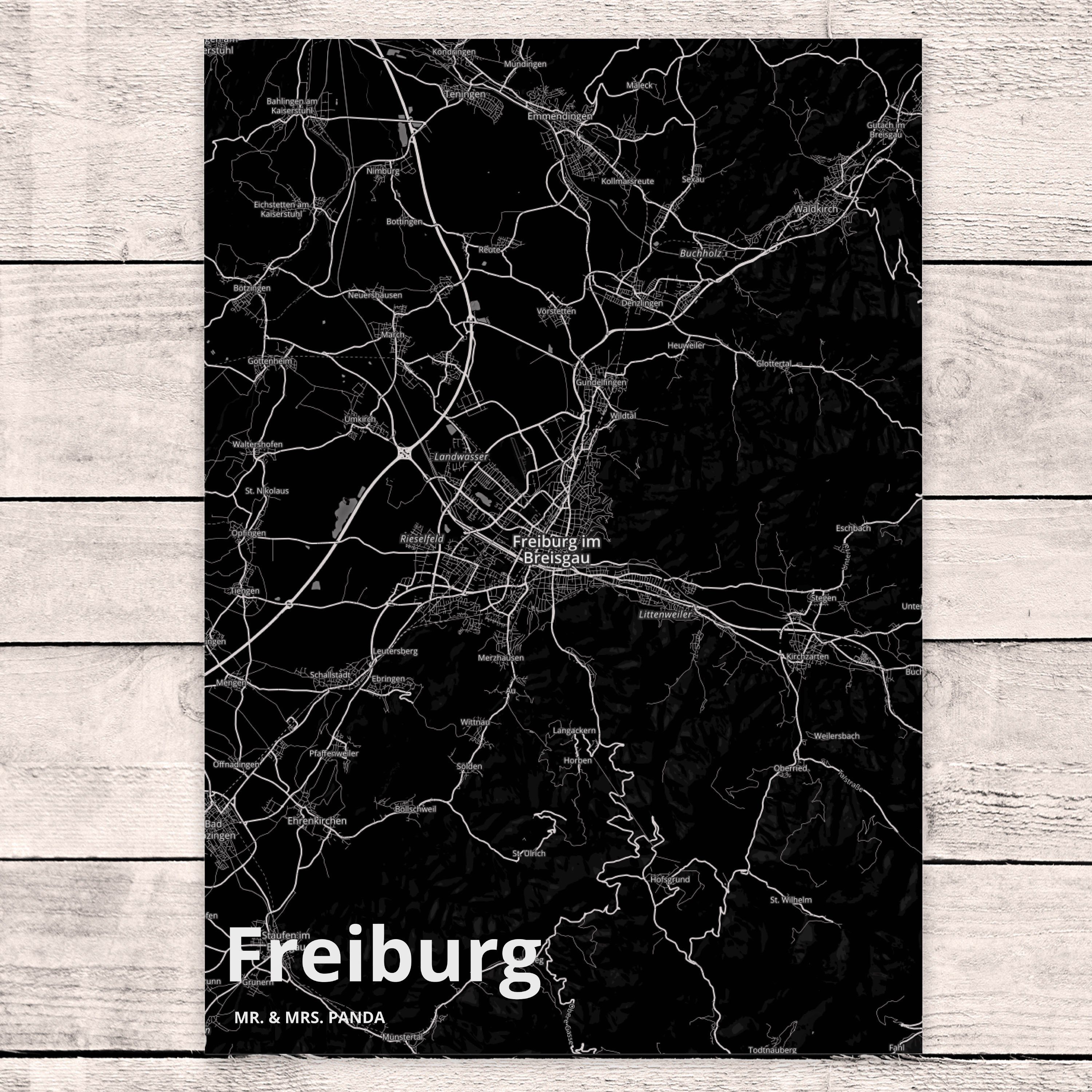 Geschenkkarte, Freiburg Gru Ort, & Mrs. Mr. - Dorf, Geschenk, Postkarte Städte, Einladung, Panda