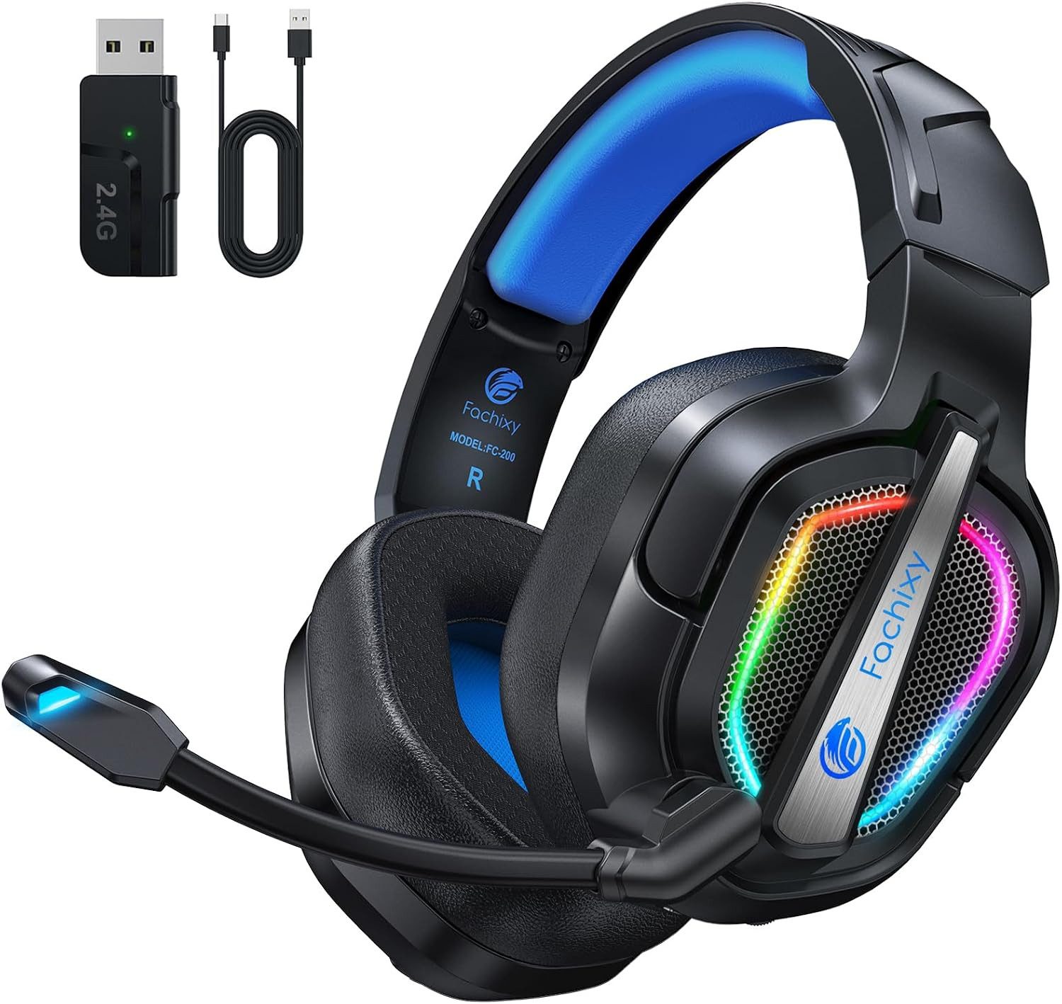 POPOLIC FC200 Kabelloses Gaming Headset mit Mikrofon – 2,4 GHz & Bluetooth 5.4 Gaming-Headset (für PS5/PS4/PC/Switch, niedrige Latenz, …