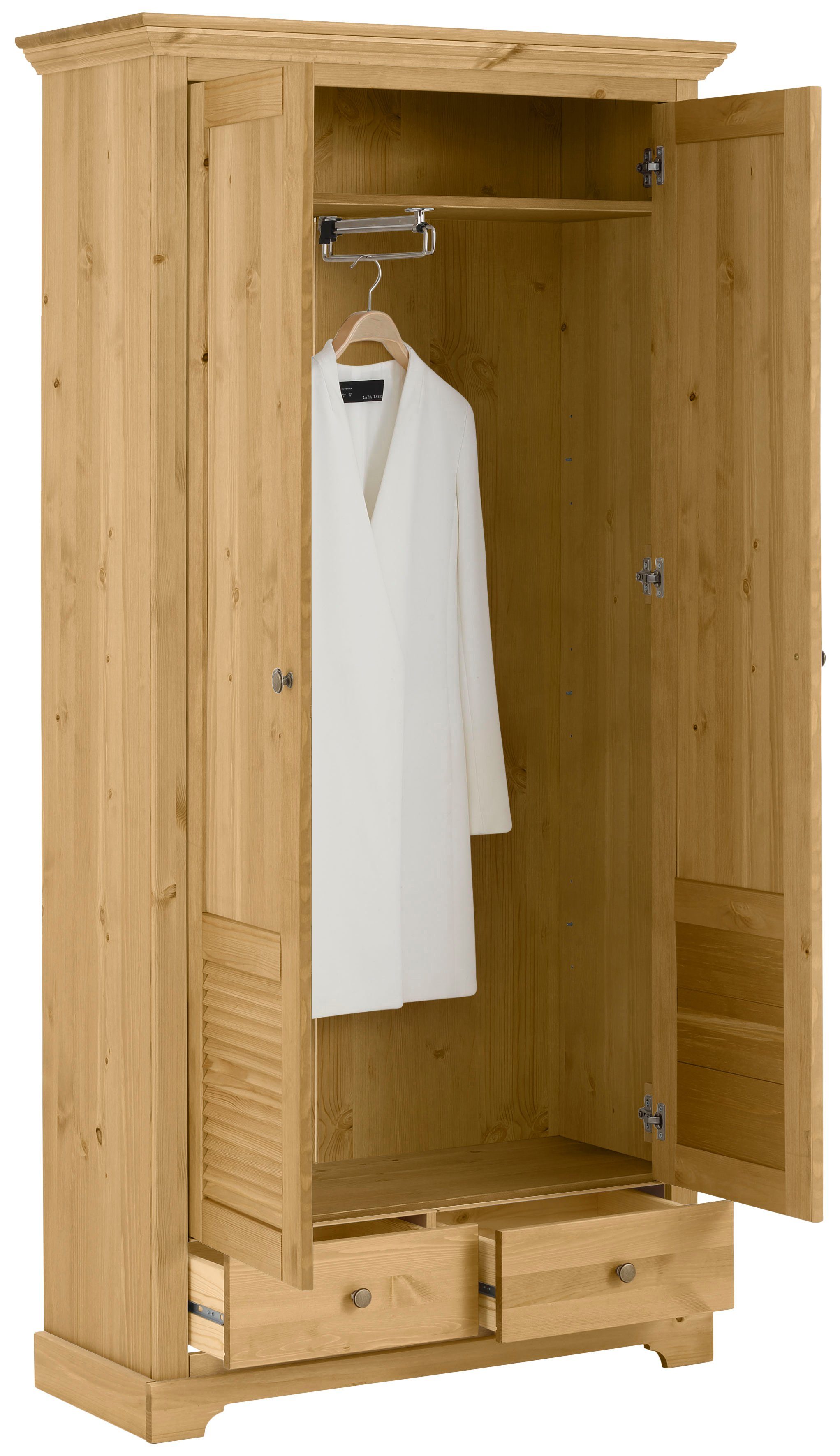 OTTO home Garderobenschrank Ayanna, Dielenschrank, Kleiderschrank, Schrank, FSC® Breite 94 cm, 2-türig, aus massiver Kiefer, FSC® – Bild 4 von 5