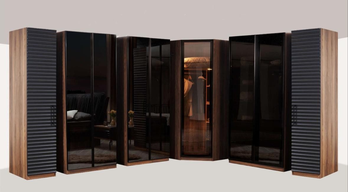 JVmoebel Eckkleiderschrank Moderner Eckschrank Schlafzimmer Luxuriöser Holz Kleiderschrank Sofort (6-St) Made in Europa