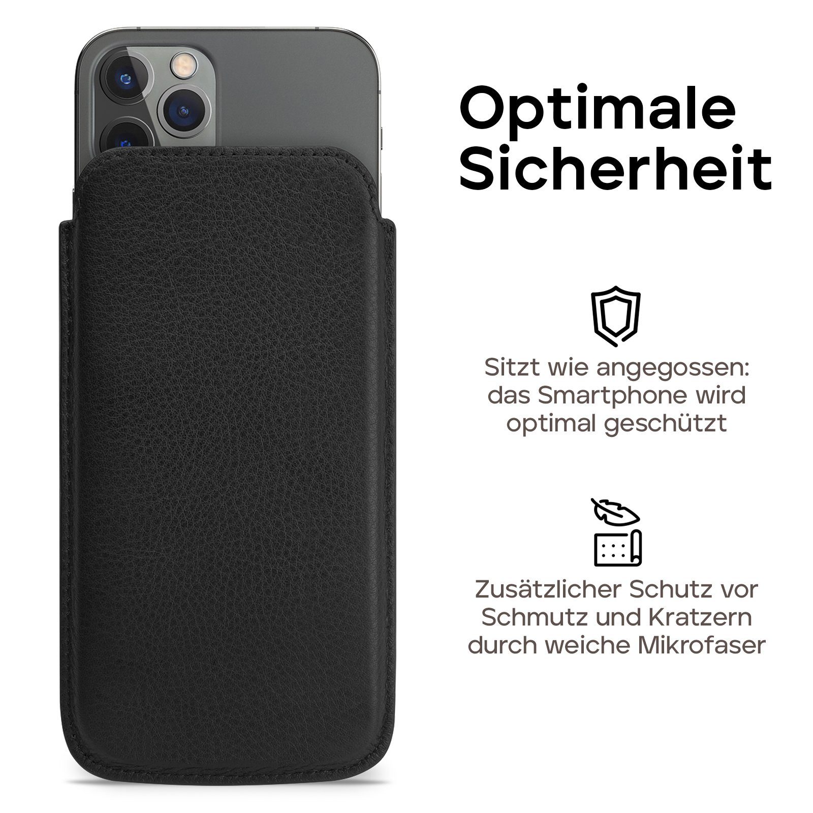 wiiuka Handyhülle sliiv Hülle für iPhone 14 / 14 Pro, Tasche Handgefertigt - Echt Leder, Premium Case – Bild 4 von 5