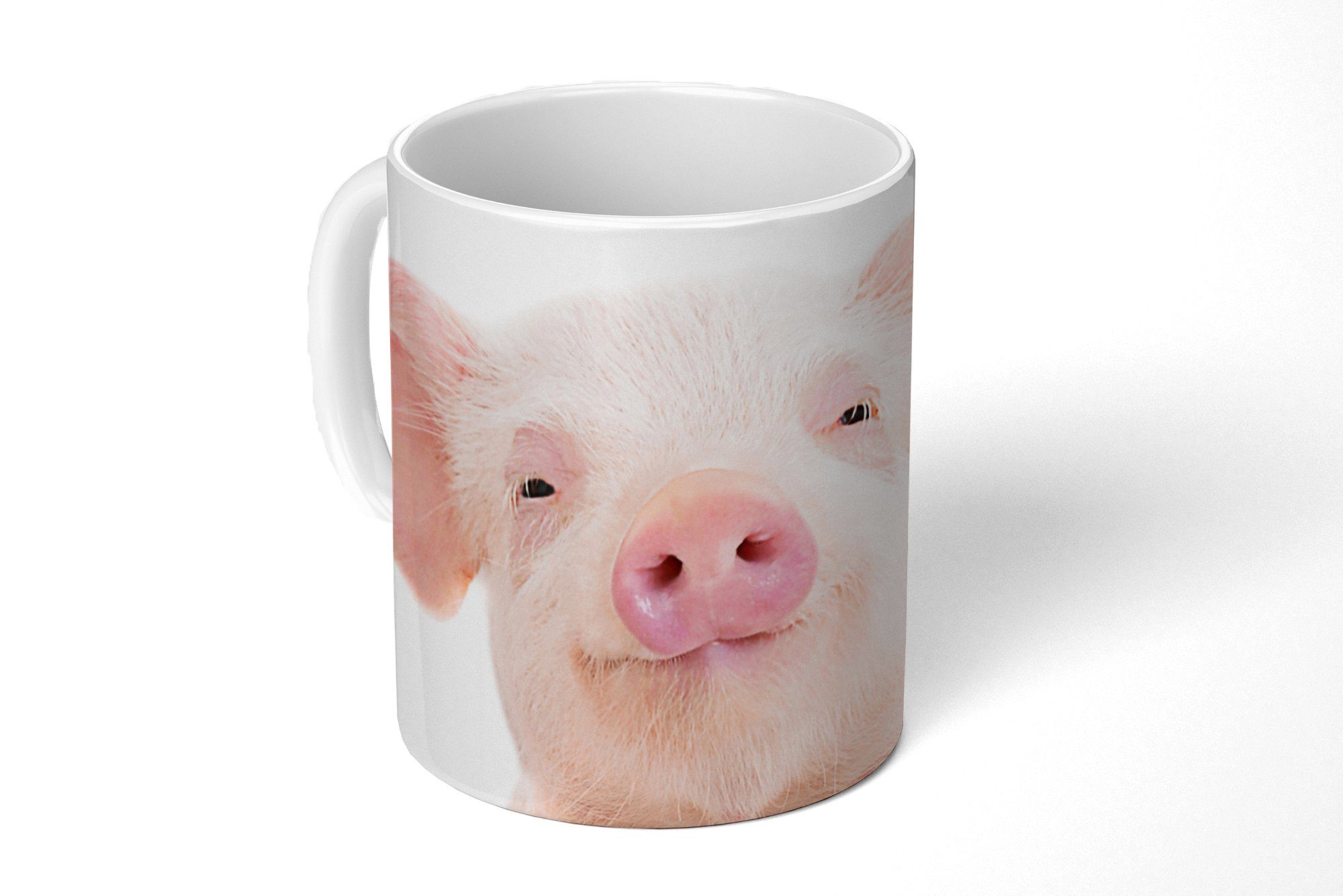 MuchoWow Tasse Schwein Natur, - Geschenk Keramik, Teetasse, Tiere - - Becher, Teetasse, Kaffeetassen, Rosa