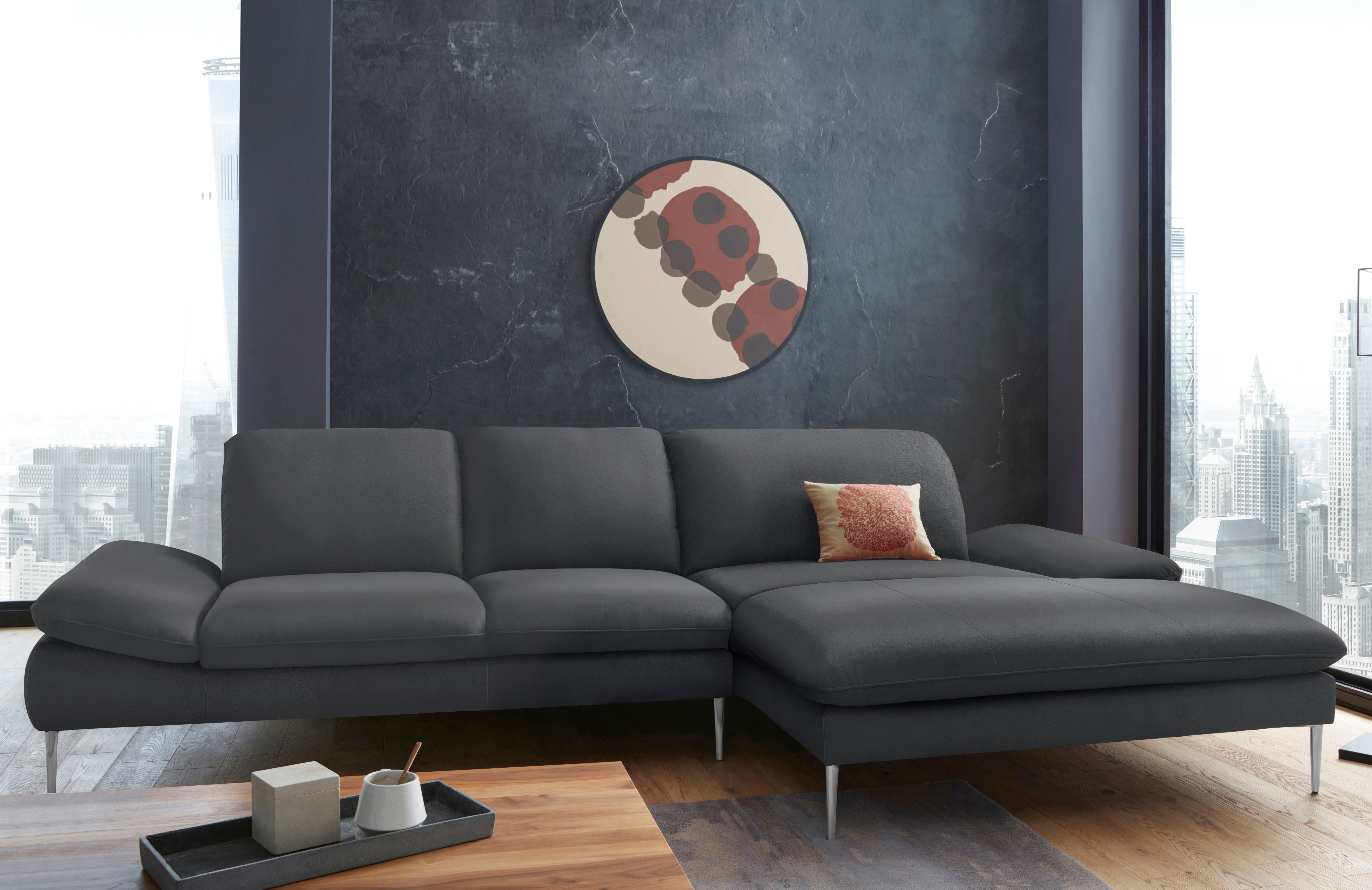 W.SCHILLIG Ecksofa enjoy&MORE, Designsofa, bequem, zeitlos und elegant, L-Form, mit Sitztiefenverstellung, Füße Chrom glänzend, Breite 340 cm
