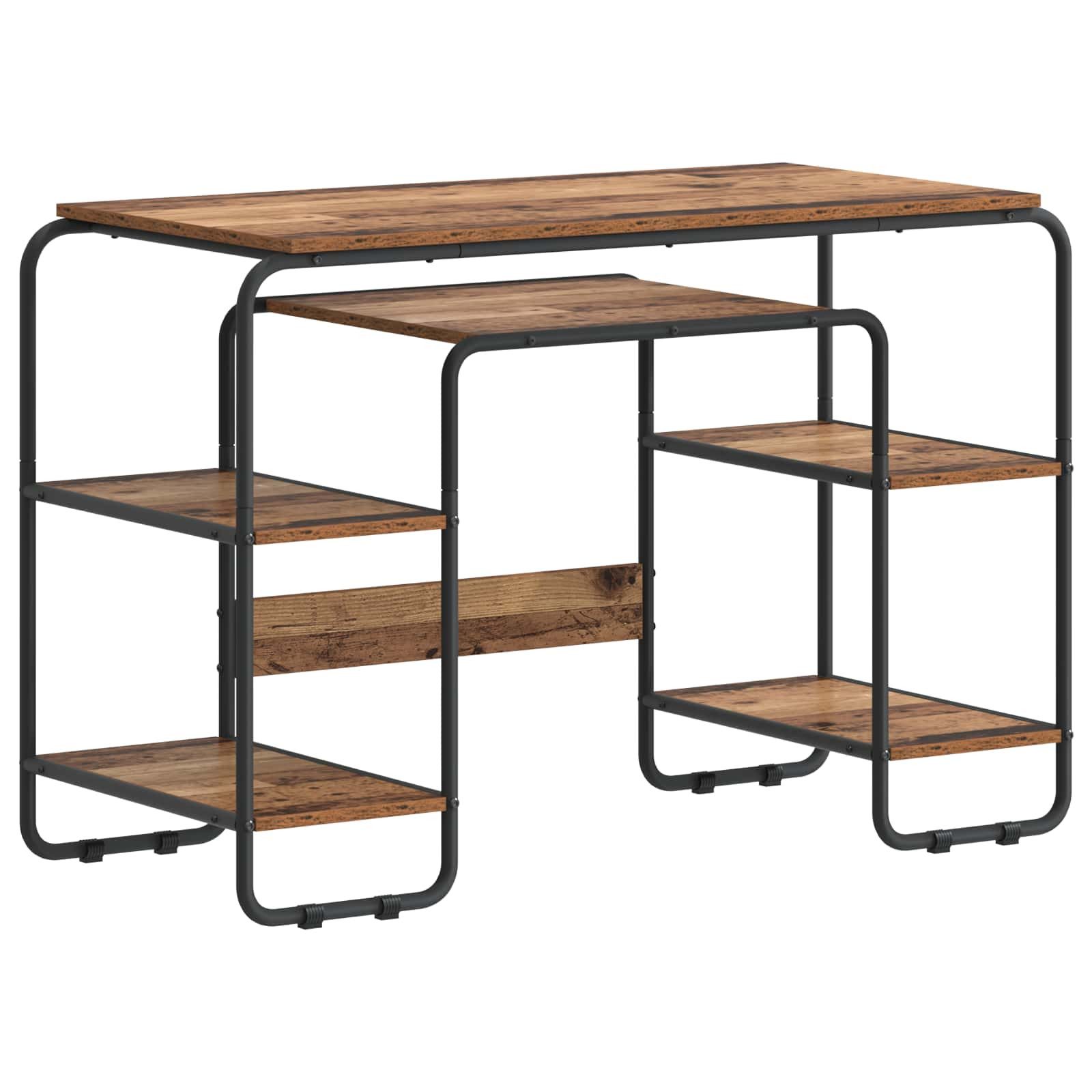 vidaXL Schreibtisch Schreibtisch mit Stauraum Altholz 113,5 x 52 x 75,5 cm (1-St)