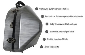 Lechgold schraubbares Waldhorn Deluxe Hardcase für Horn, wetterfester und wasserabweisender Koffer in Hochglanz-Carbon-Optik