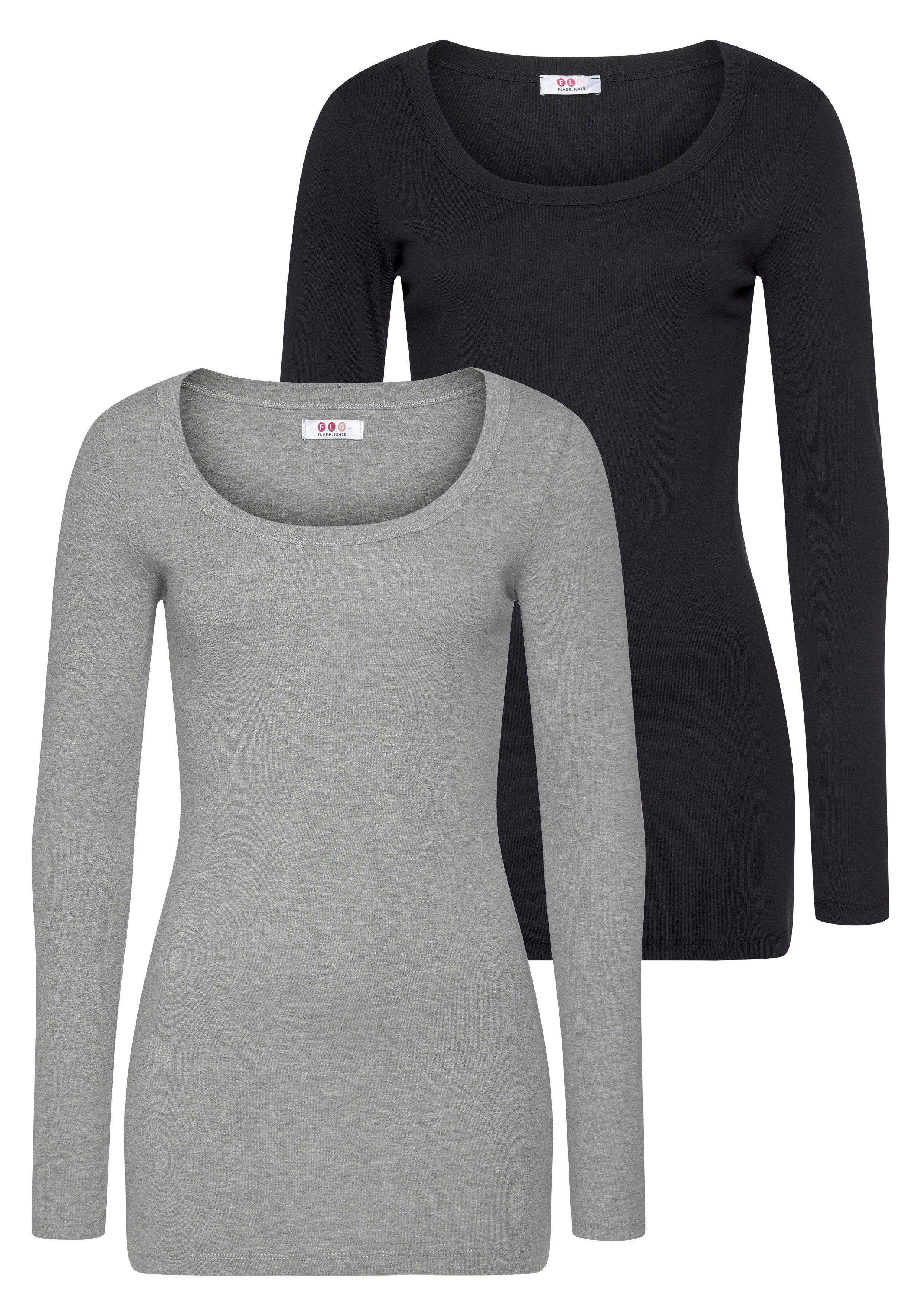 Flashlights Langarmshirt (Packung, 2-tlg) sehr figurbetonter Schnitt, Rundh günstig online kaufen