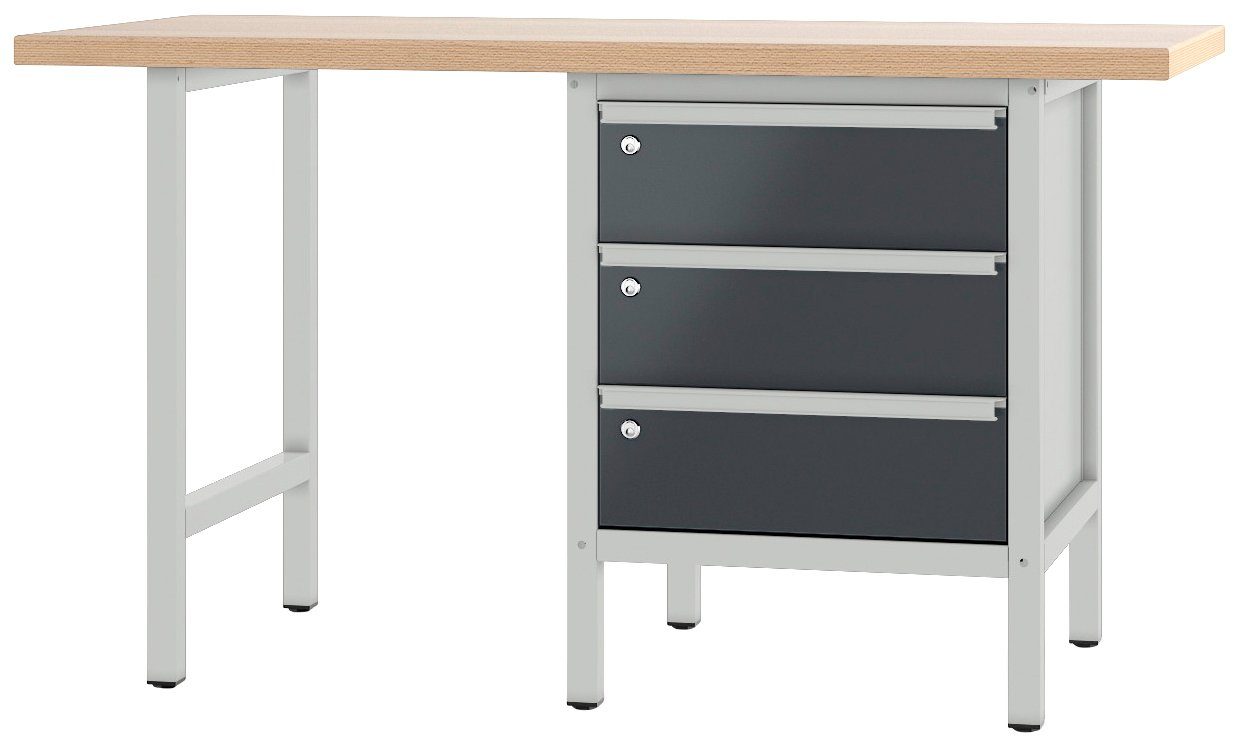 PADOR Werkbank 700.0.11 S 3, Höhe/Länge: 85,5x150 cm grau/anthrazit | Werkbänke