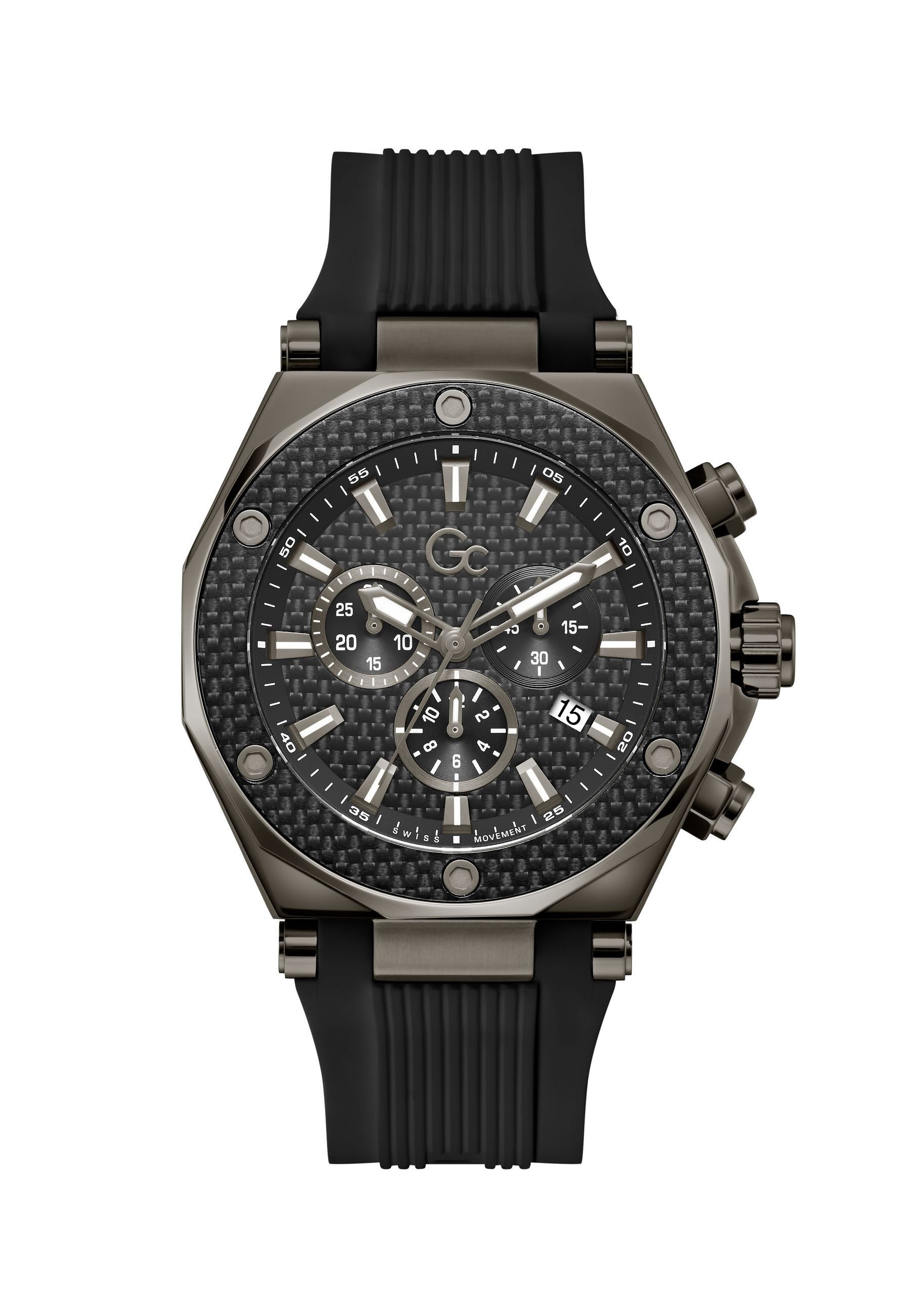 Guess Collection Quarzuhr Gc Legacy Chrono Silicone, (1-tlg., Not a set – not applicable to this product), Quarz Chronograph