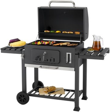 Tepro Holzkohlegrill Grillwagen Toronto XXL, BxTxH: 152x73x137cm, mit 2 Grillrosten und Pizzastein Vorrichtung