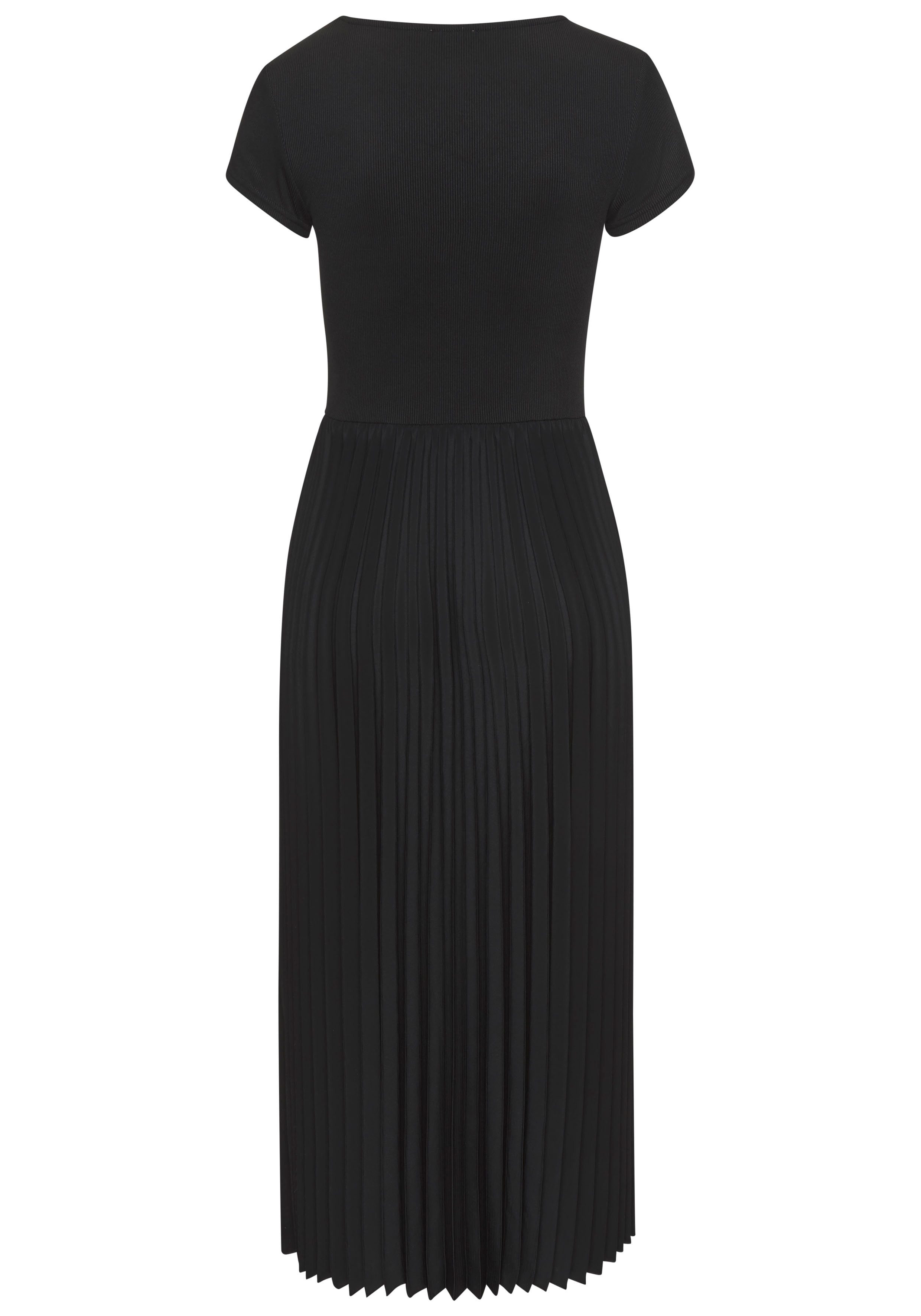 LASCANA Midikleid mit Plisseerockteil, Basic, modisch