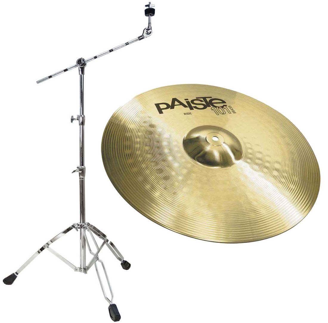 Paiste Schlagzeug 101 Ride Becken 20 Zoll, mit Galgen-Beckenständer