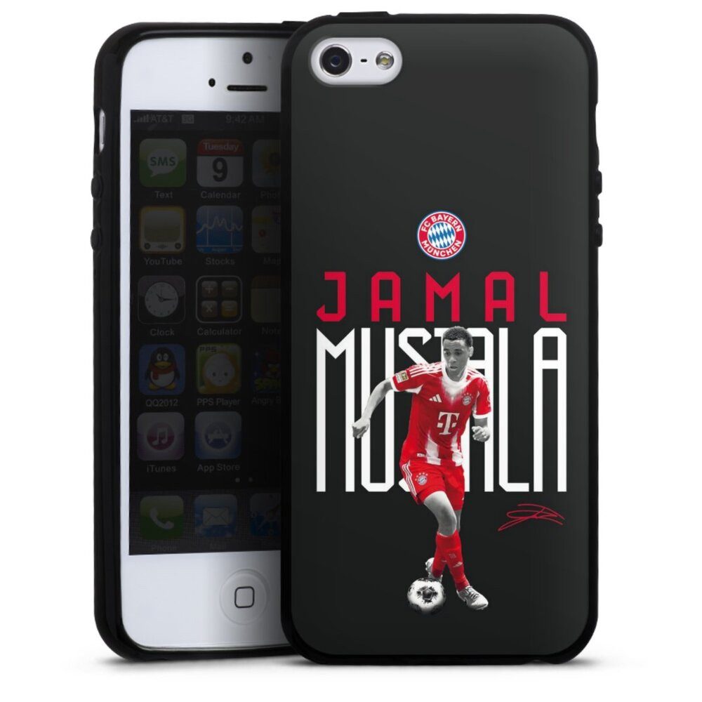 DeinDesign Handyhülle FC Bayern München Jamal Musiala Offizielles Lizenzprodukt, Apple iPhone 5 Silikon Hülle Bumper Case Handy Schutzhülle