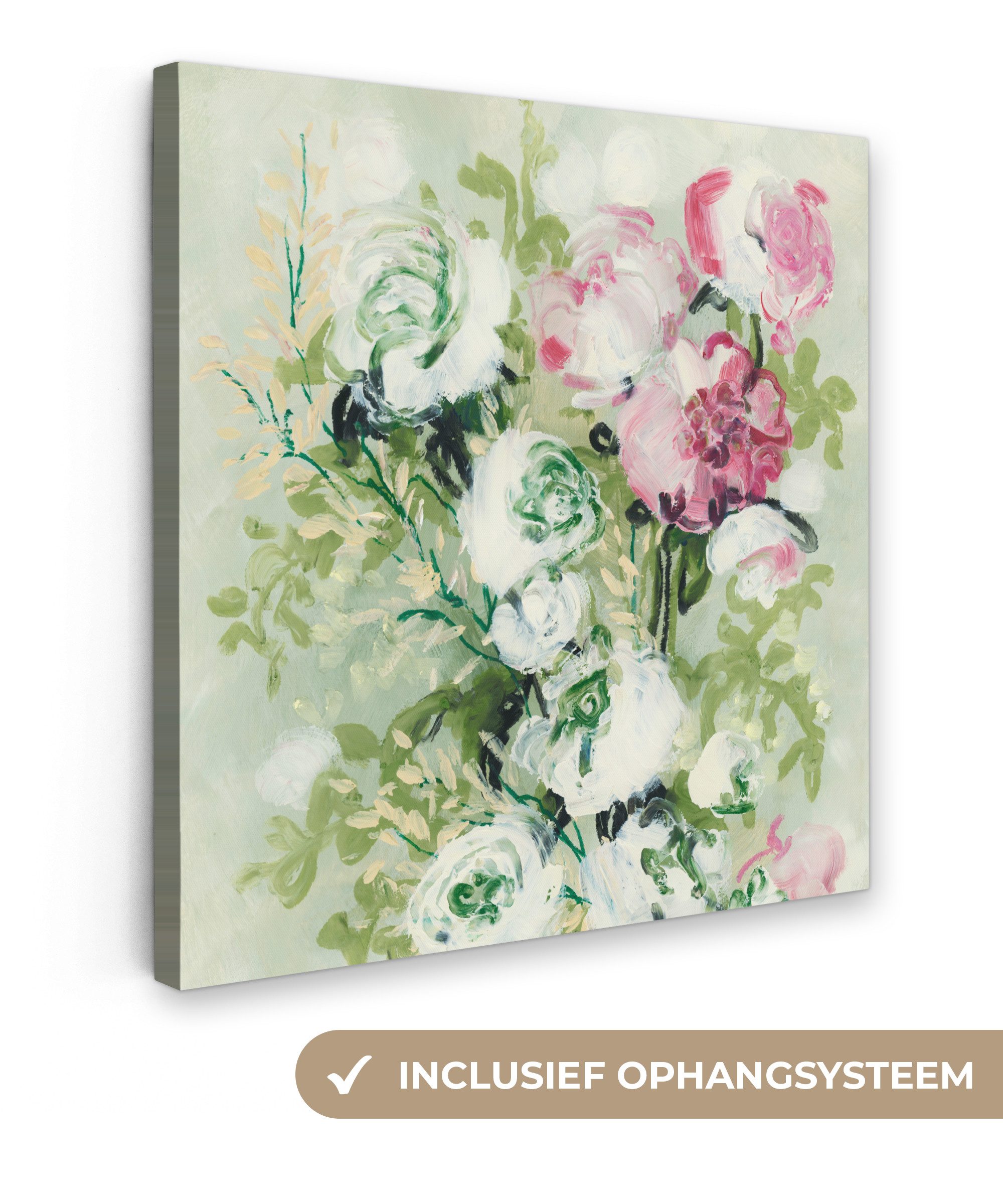 OneMillionCanvasses® Leinwandbild Pflanzen - Blumen - Grün - Natur, Fotodruck (1 St), Wandbild, Deko Schlafzimmer Wohnzimmer Flur 20x20 cm