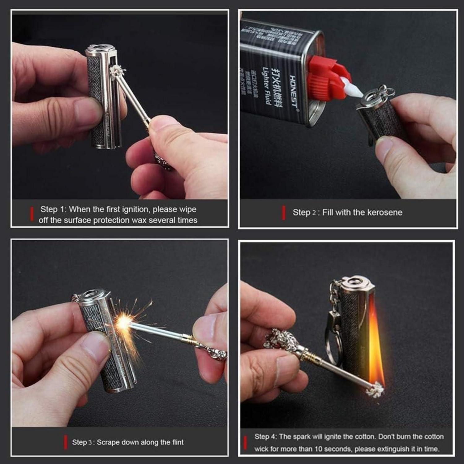 lliang Feuerzeug Feuerzeug Kerosin Messing Outdoor Camping Jagd Wetterschutz – Bild 5 von 5
