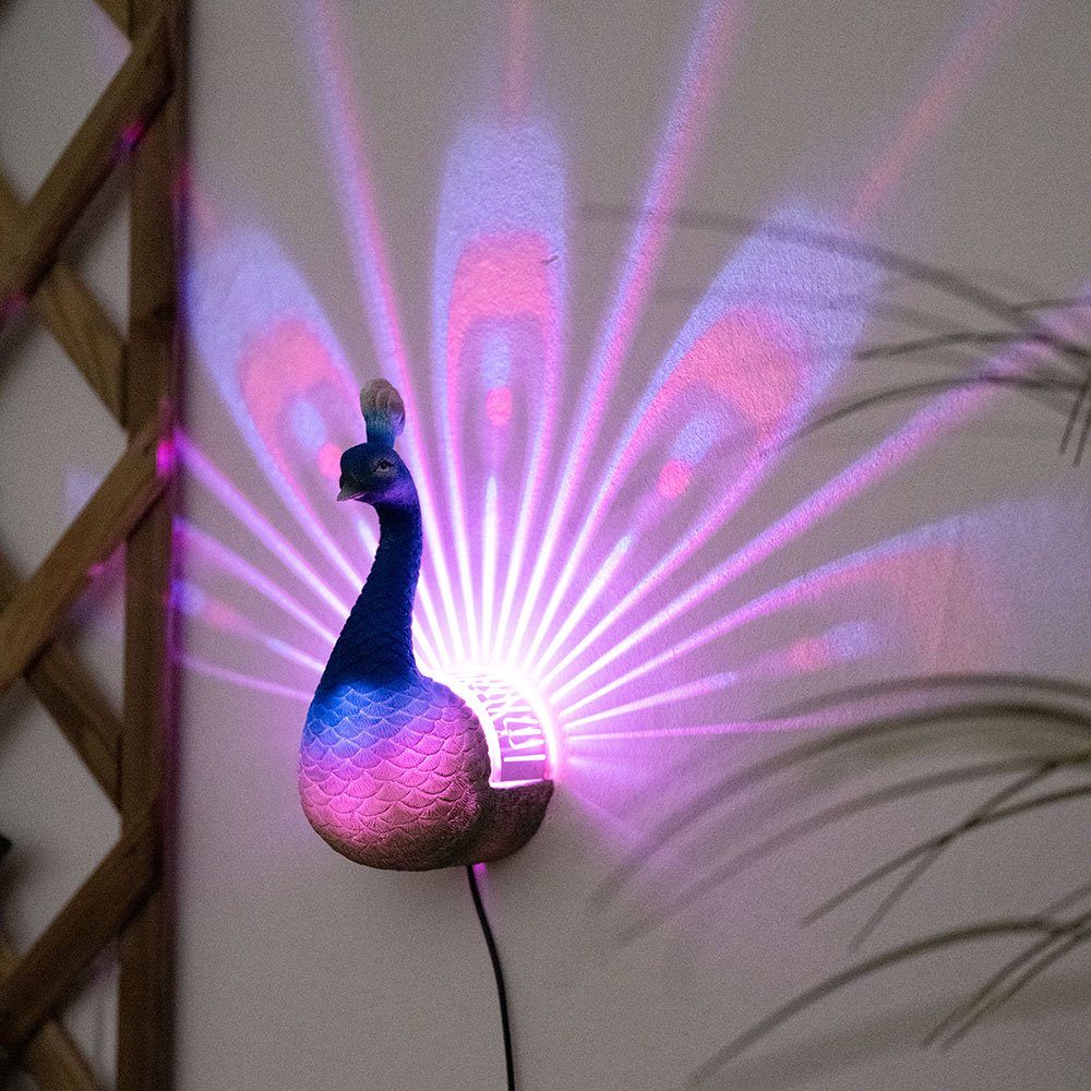2x LED Pfau Außen Stand Lampen Solar Tier Figuren Veranda Dekoration Leuchten 