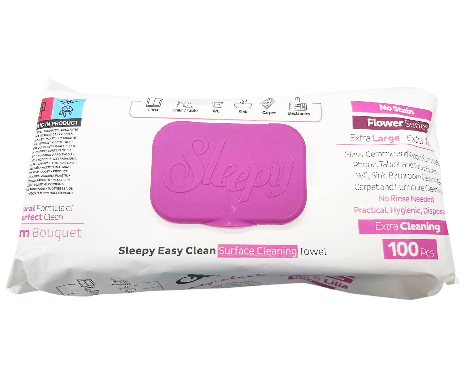 Sleepy Oberflächenreinigungstücher - Pink (100 Tücher) Reinigungstücher – Bild 2 von 3